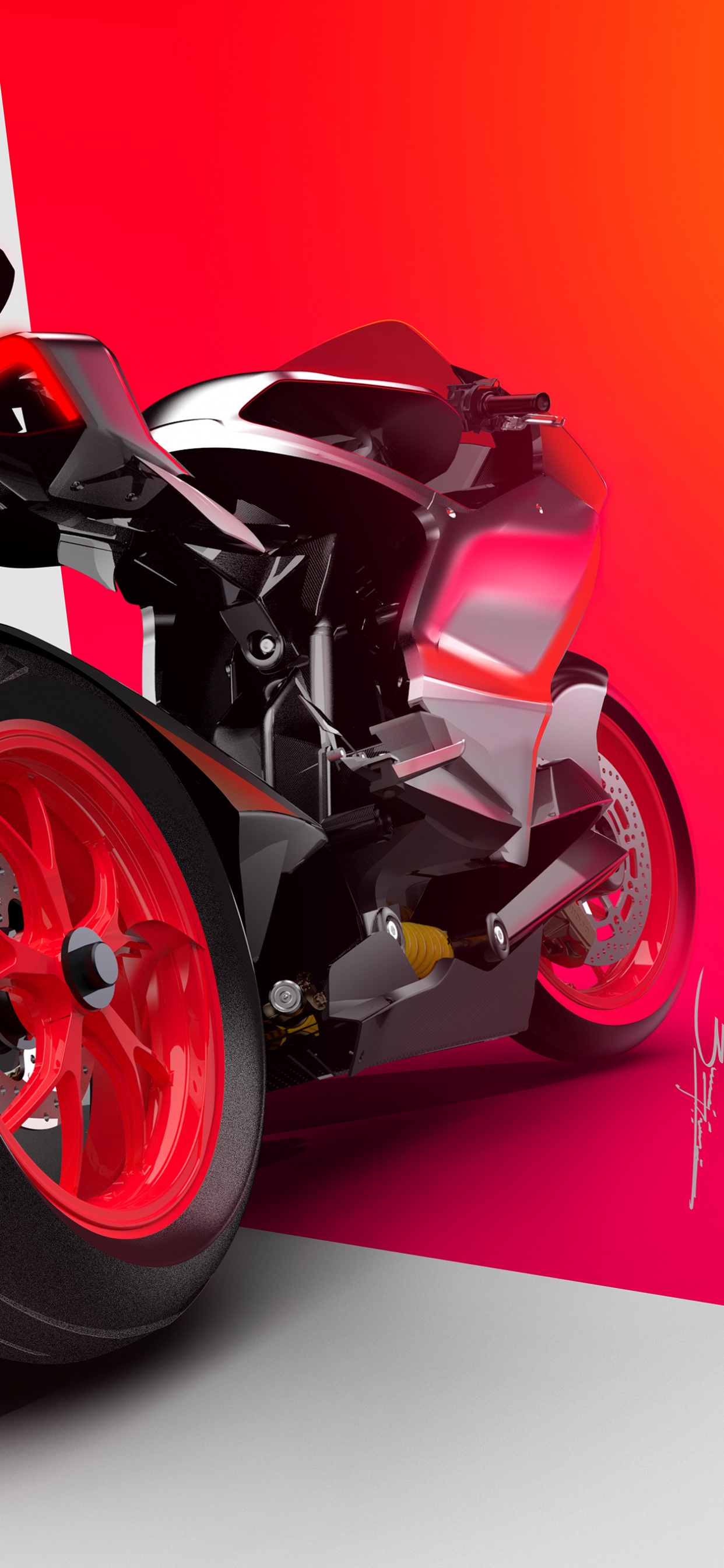 Rotes Und Schwarzes Sportrad. Wallpaper in 1242x2688 Resolution