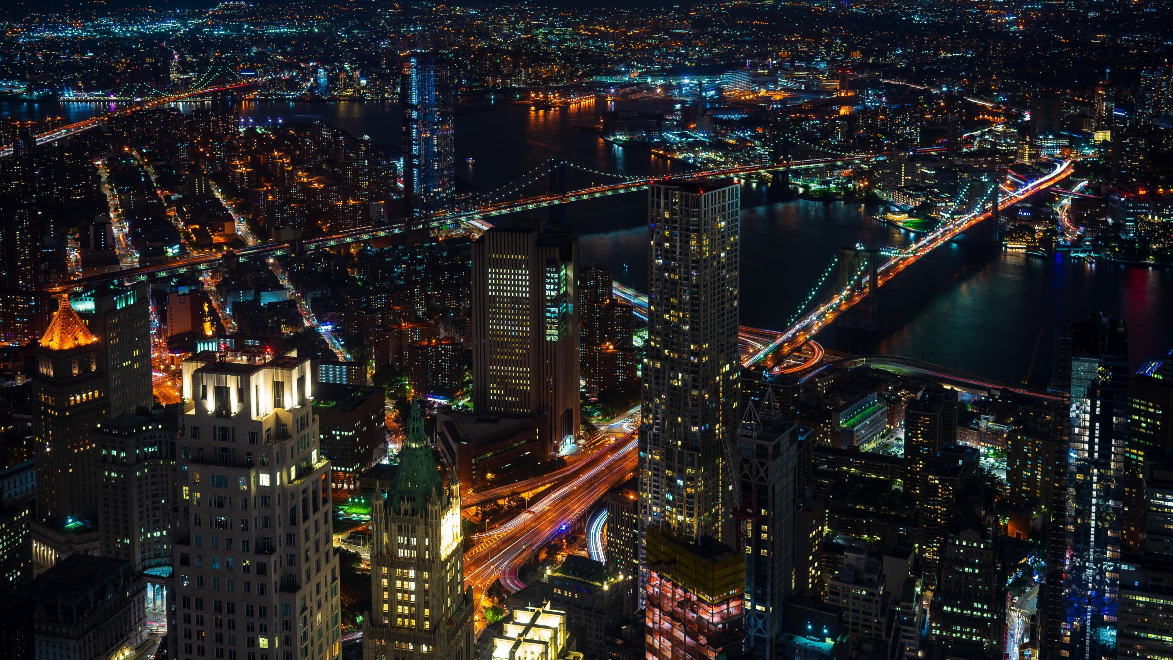 Vue Aérienne Des Bâtiments de la Ville Pendant la Nuit. Wallpaper in 3840x2160 Resolution