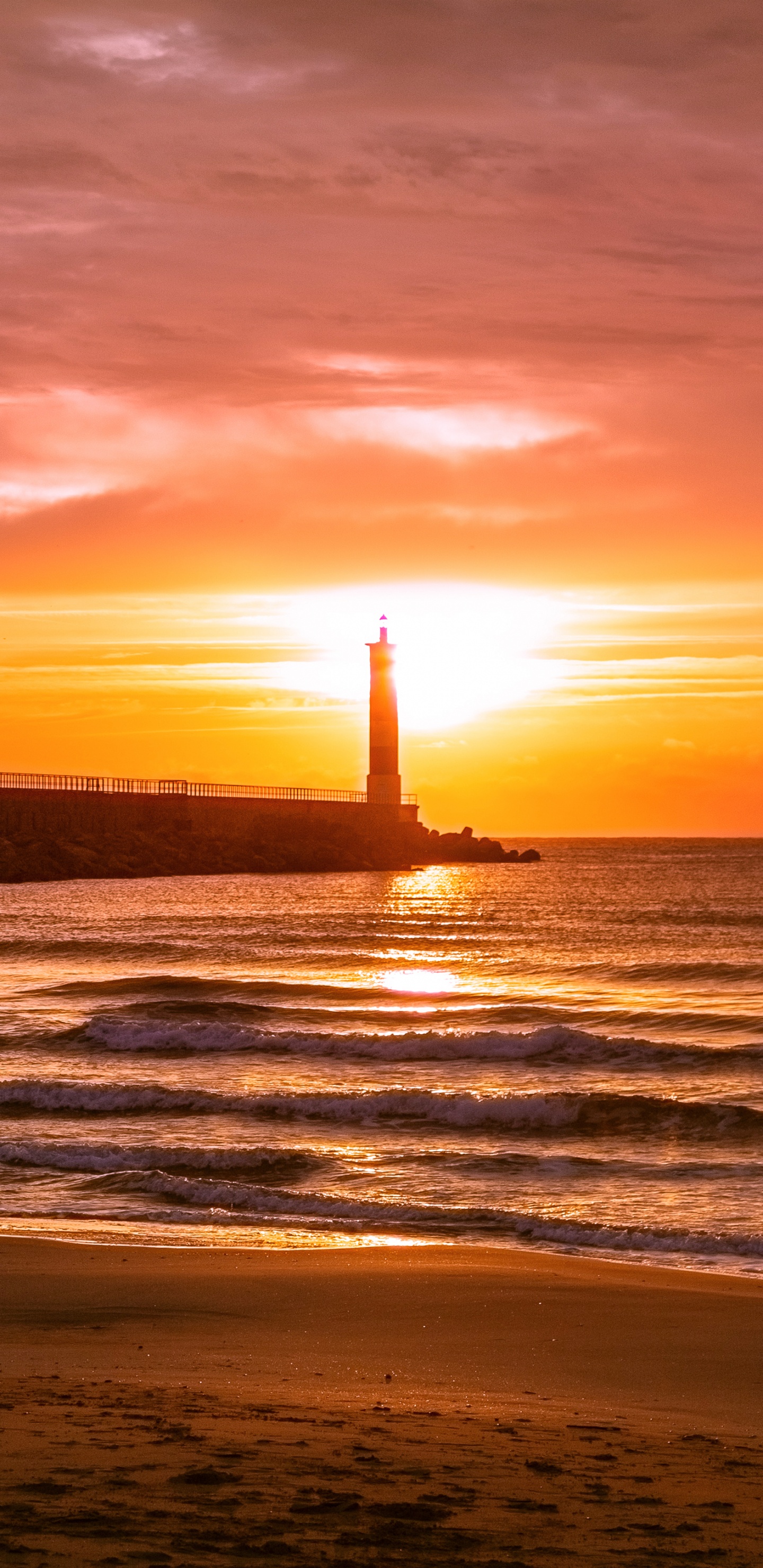 Puesta, Afterglow, Mar, Noche, Atardecer. Wallpaper in 1440x2960 Resolution