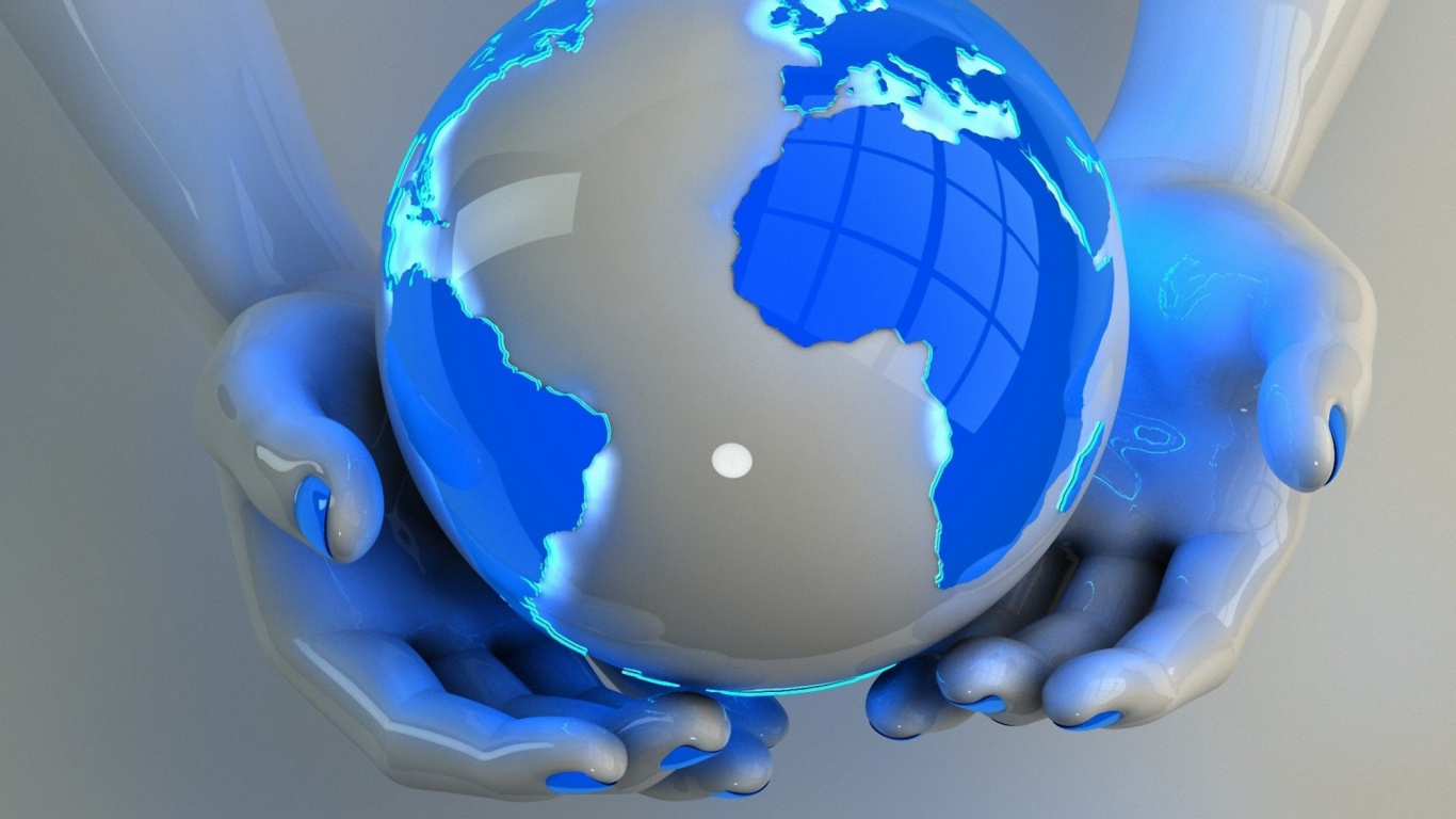 Blue and White Globe Illustration. Wallpaper in 1366x768 Resolution