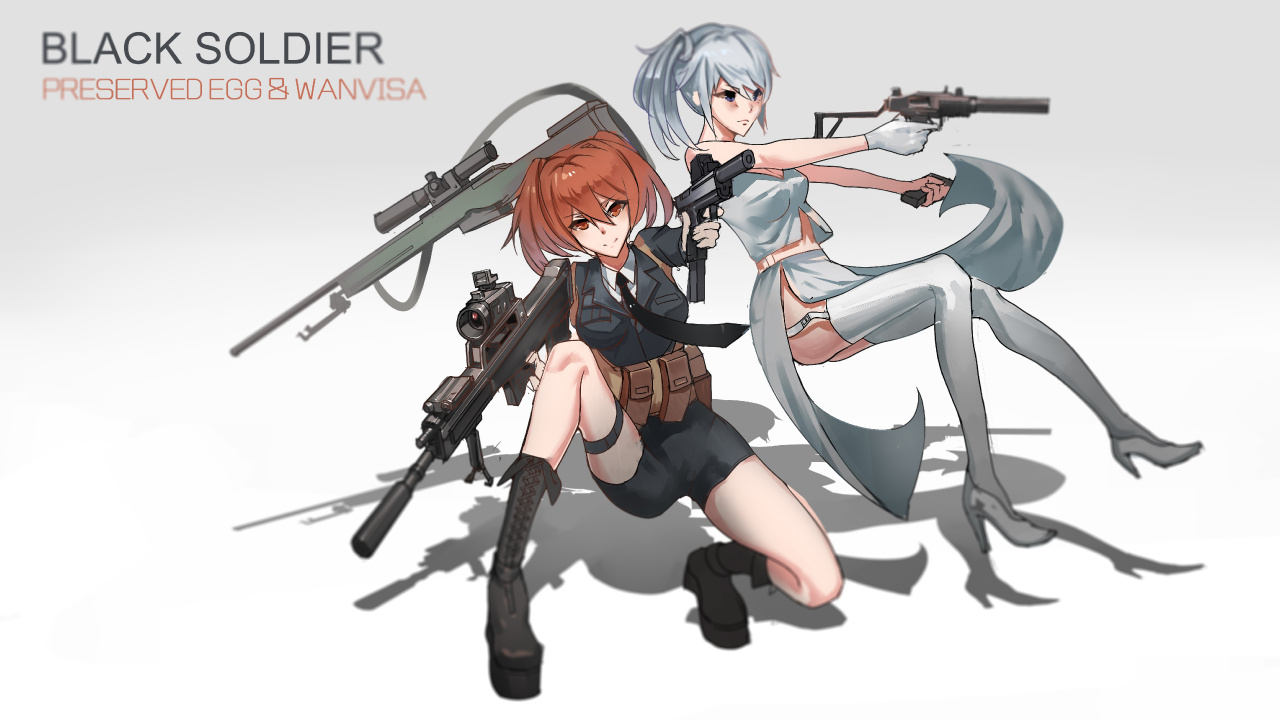 Femme en Robe Noire et Blanche Tenant un Personnage D'anime de Fusil. Wallpaper in 1280x720 Resolution