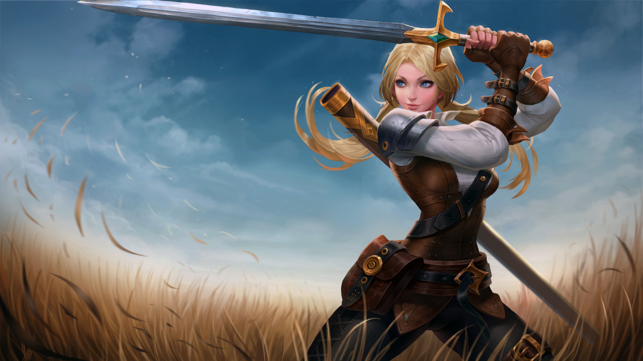 Woman in Black and Brown Dress Holding Sword. Wallpaper in 1280x720 Resolution