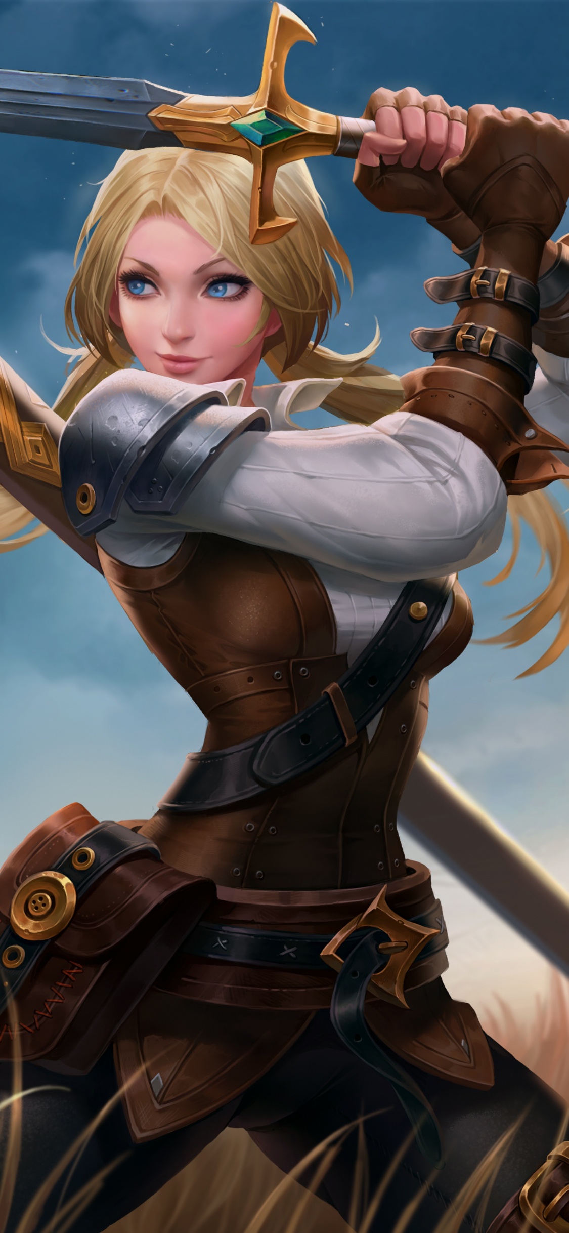 Frau in Schwarz-braunem Kleid Mit Schwert. Wallpaper in 1125x2436 Resolution