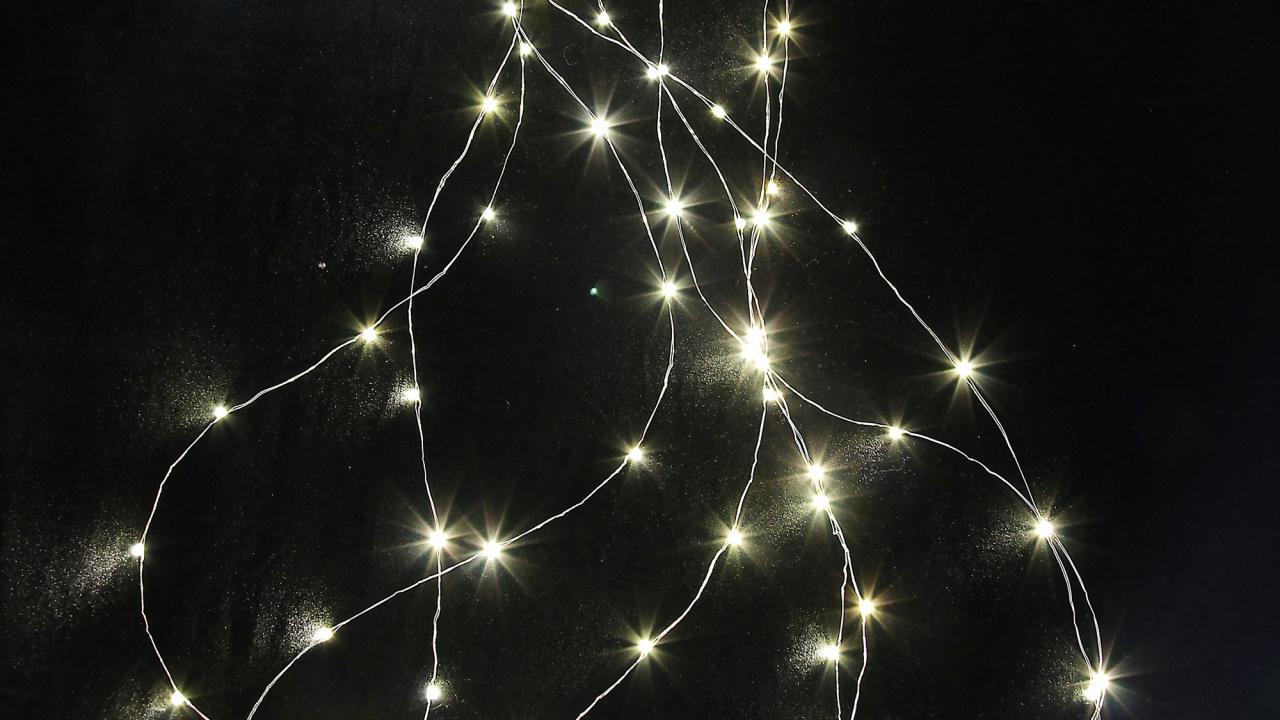 Guirlande, Lumière, Éclairage, Obscurité, Ligne. Wallpaper in 1280x720 Resolution
