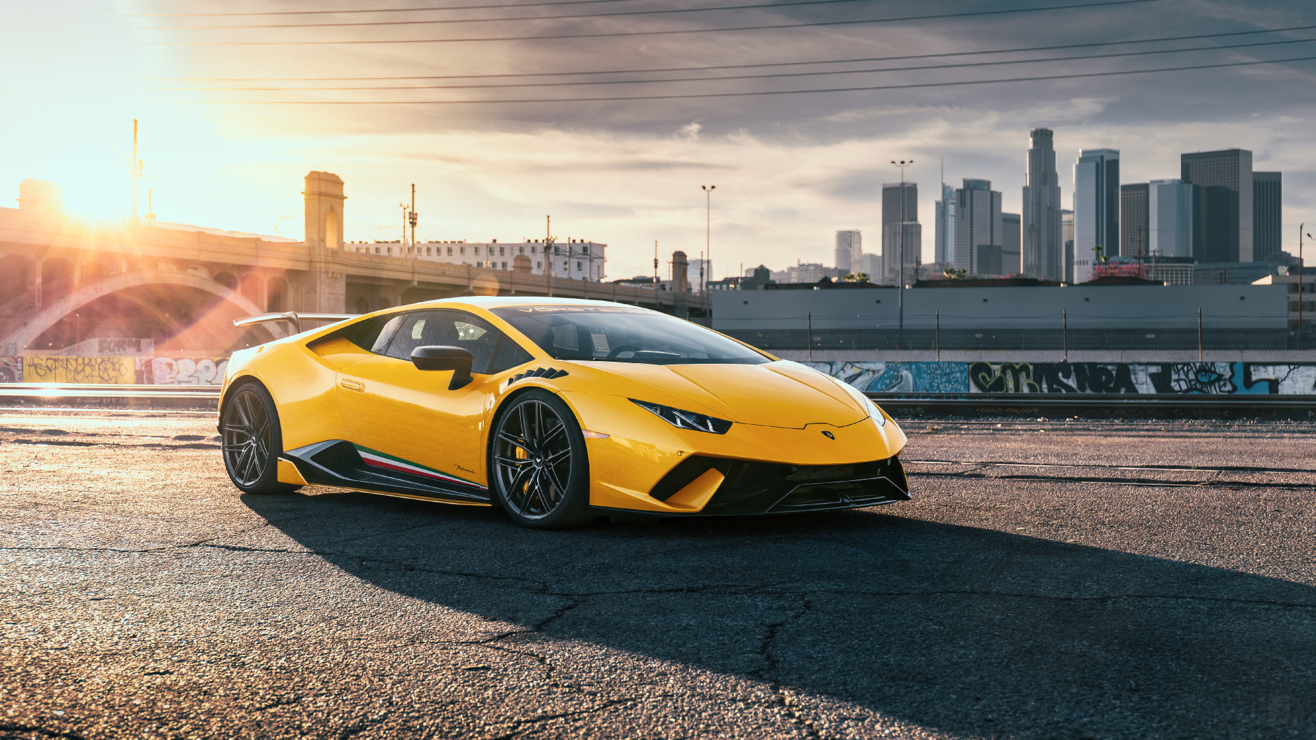Yellow Lamborghini Aventador on Road During Daytime. Wallpaper in 1920x1080 Resolution