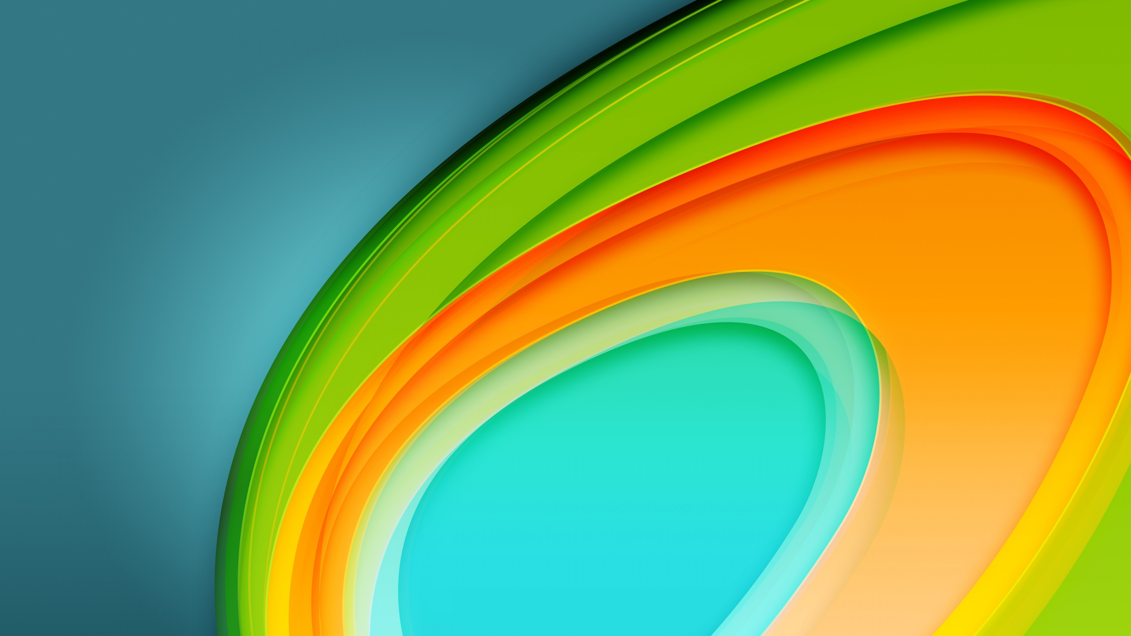 Illustration Ronde Bleu Vert et Orange. Wallpaper in 3840x2160 Resolution