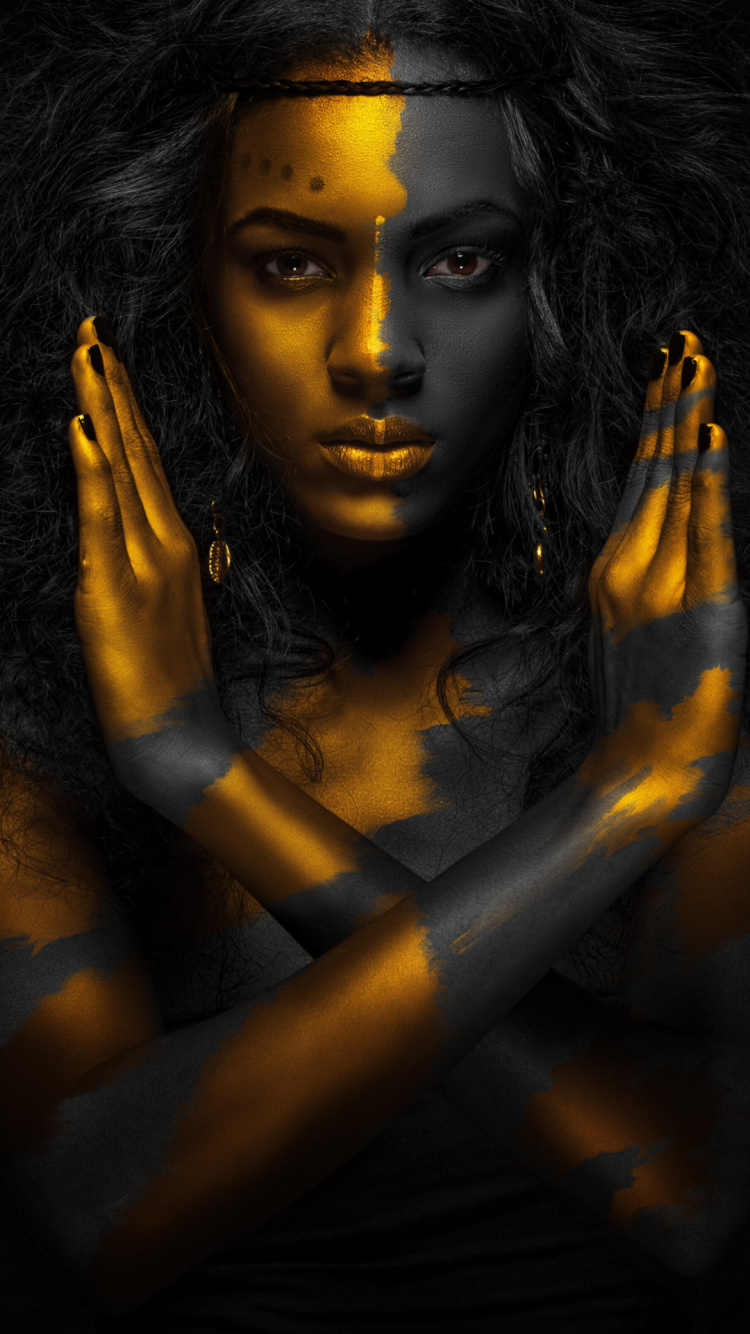 Cara Dorada, Retrato, Arte, Artes Visuales, Oro. Wallpaper in 750x1334 Resolution