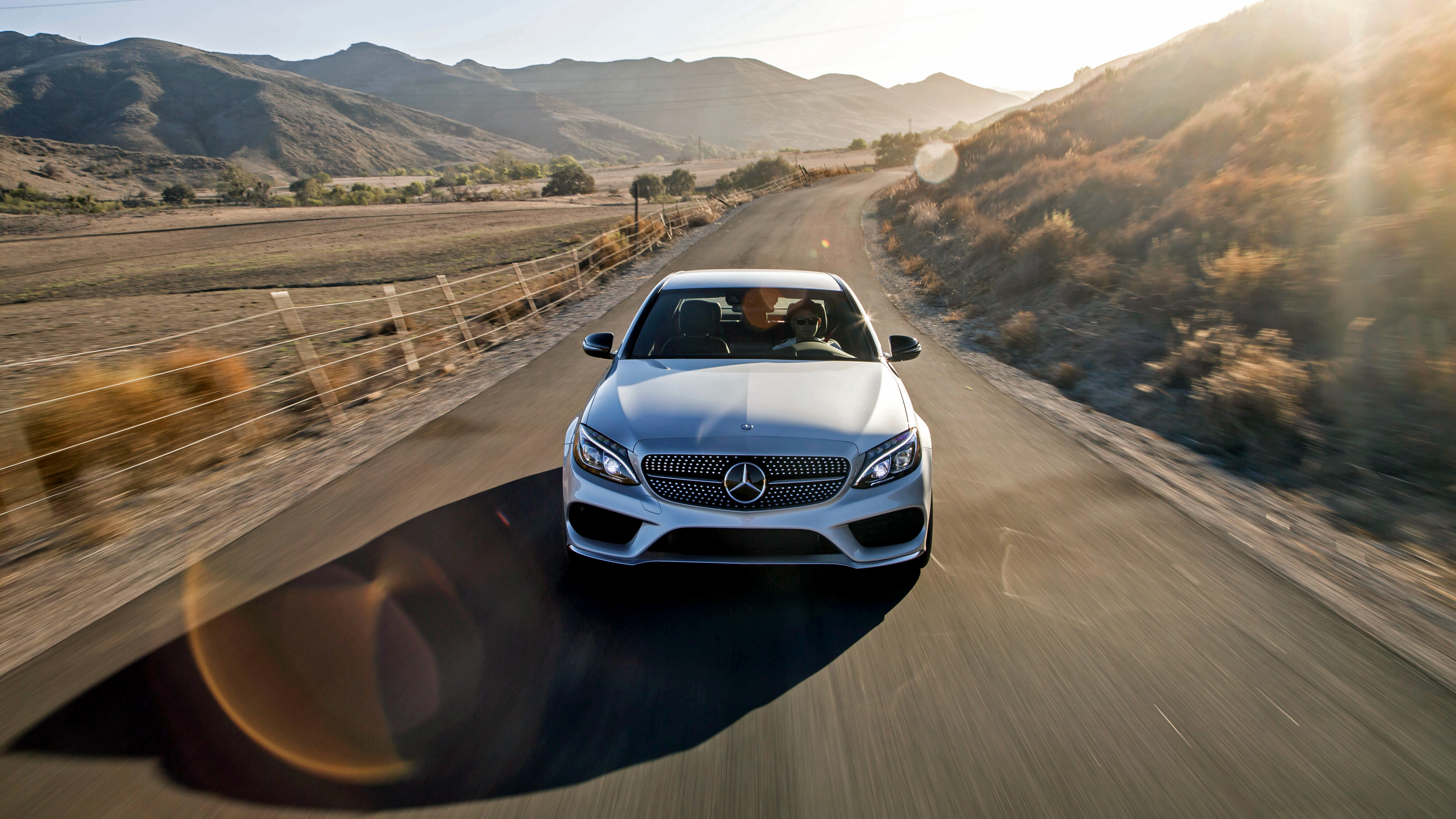 White Mercedes Benz Car on Road During Daytime. Wallpaper in 3840x2160 Resolution