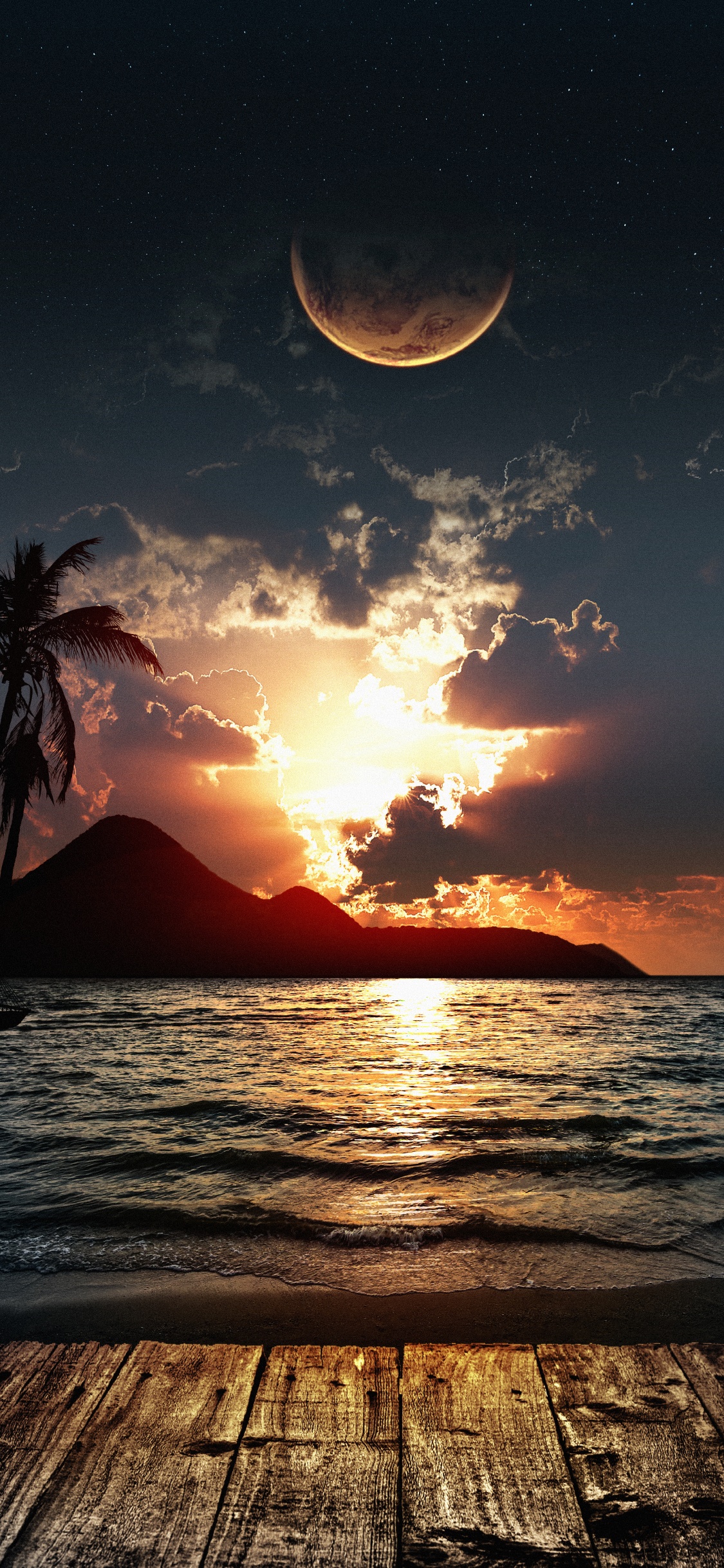 Water, Cloud, Atmosphere, Light, Afterglow. Wallpaper in 1125x2436 Resolution