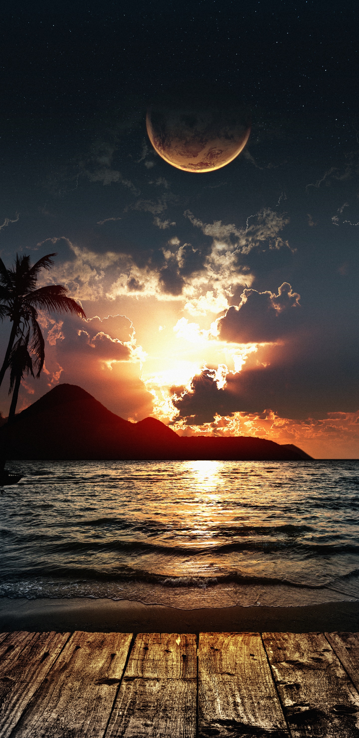 Water, Cloud, Atmosphere, Light, Afterglow. Wallpaper in 1440x2960 Resolution