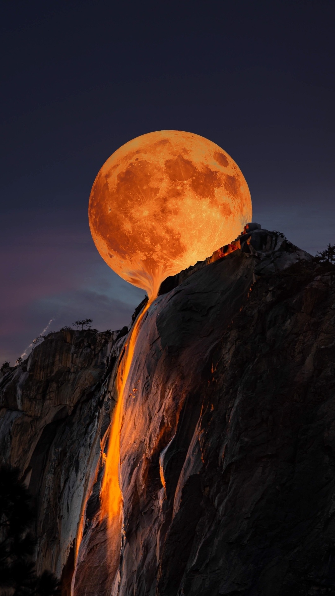 la Prêle Tombe la Lune, Prêle Automne, Yosemite Falls, Chute de Feu de Yosemite, Cascade. Wallpaper in 1080x1920 Resolution
