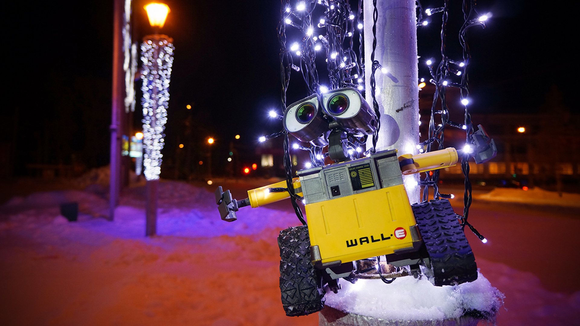 Snow, Winter, Night, Animation, Light. Wallpaper in 1920x1080 Resolution