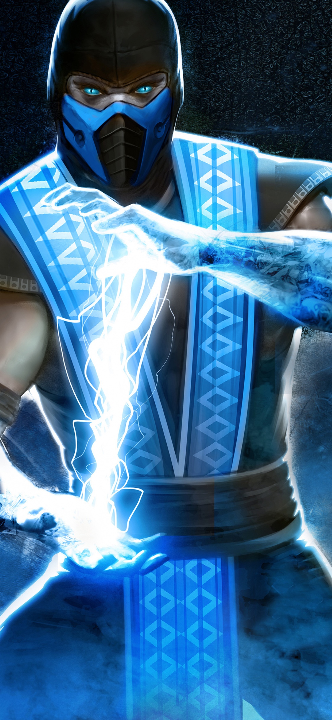 Mortal Kombat x, Escorpión, Mortal Kombat, Azul, Arte Digital. Wallpaper in 1125x2436 Resolution
