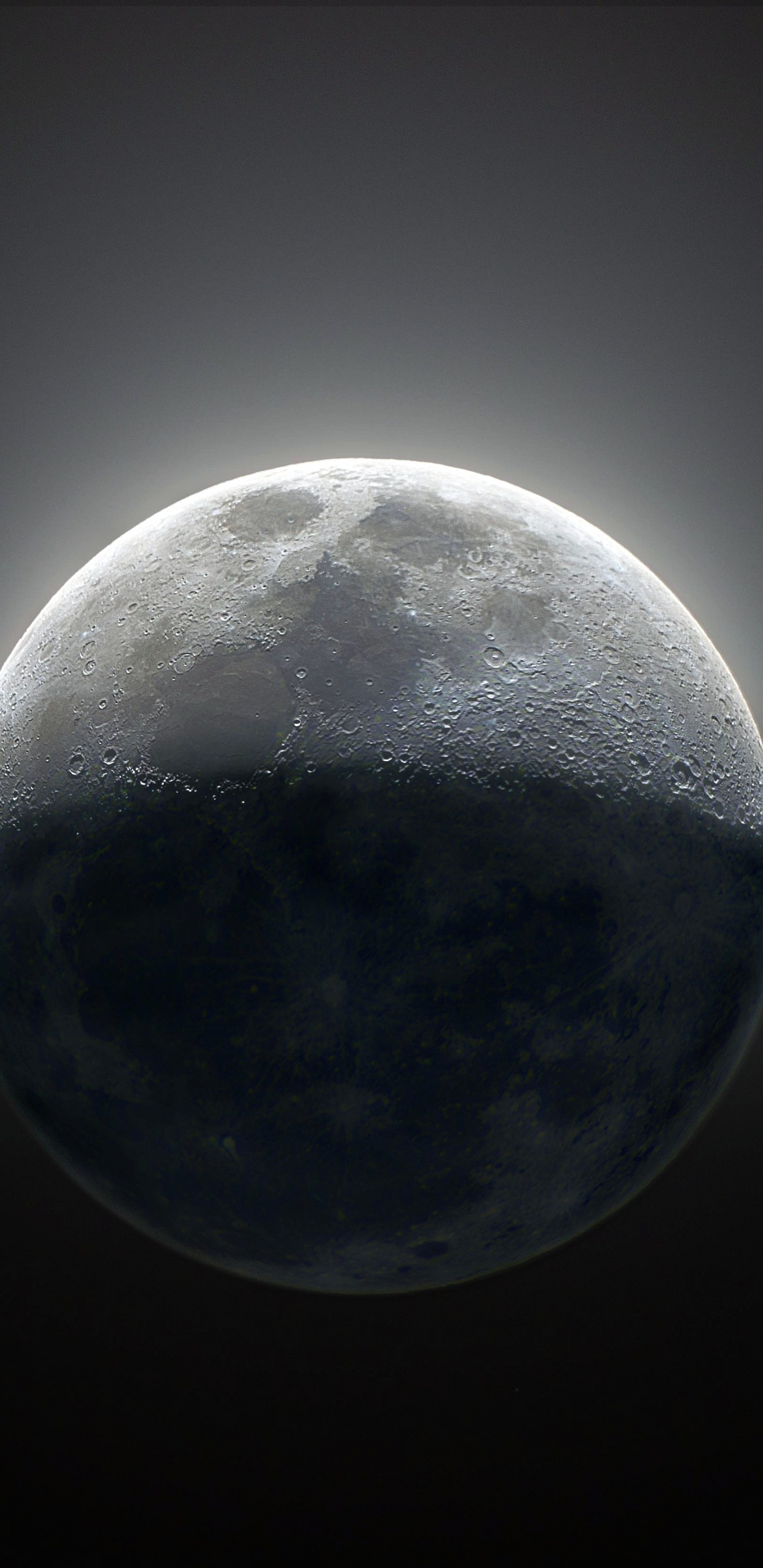 Vollmond im Dunklen Raum. Wallpaper in 1440x2960 Resolution