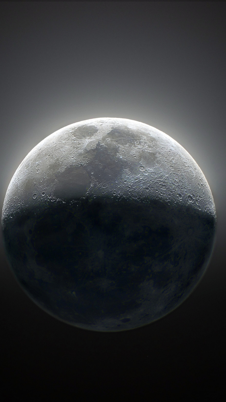 Vollmond im Dunklen Raum. Wallpaper in 750x1334 Resolution