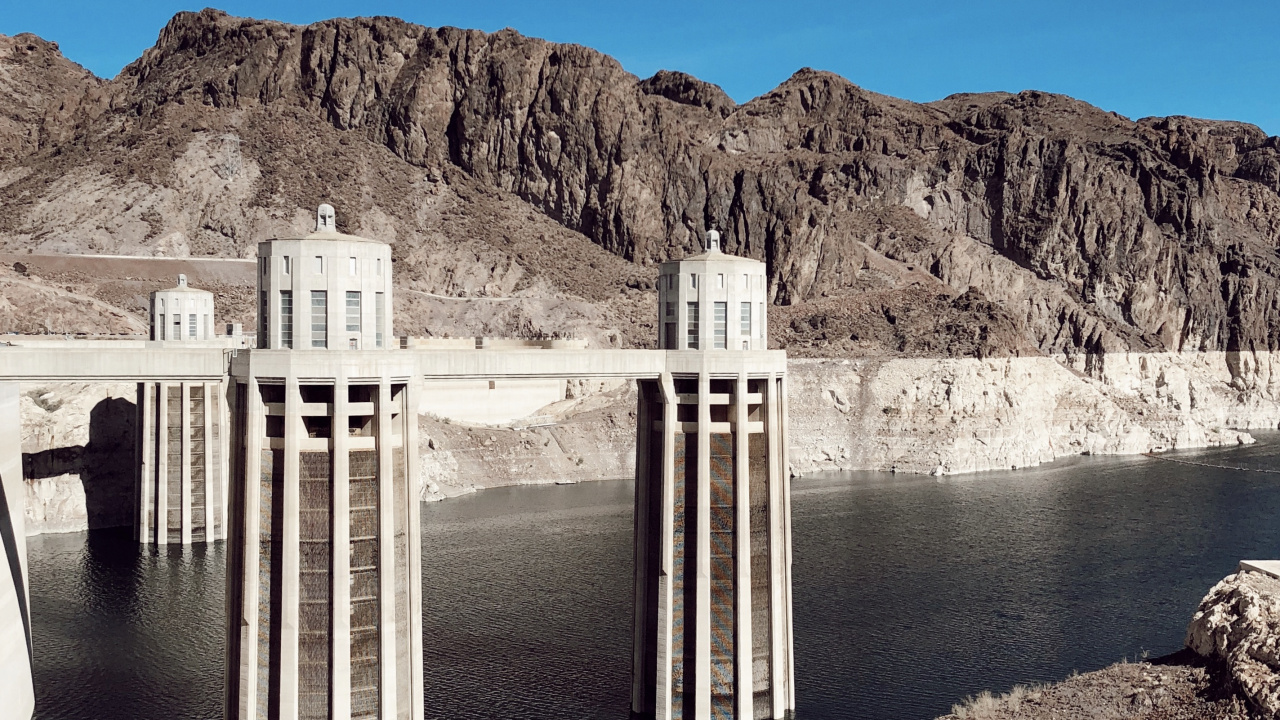 Hoover Dam, Water, Mean Elevation, Body of Water, Mountainous Landforms. Wallpaper in 1280x720 Resolution