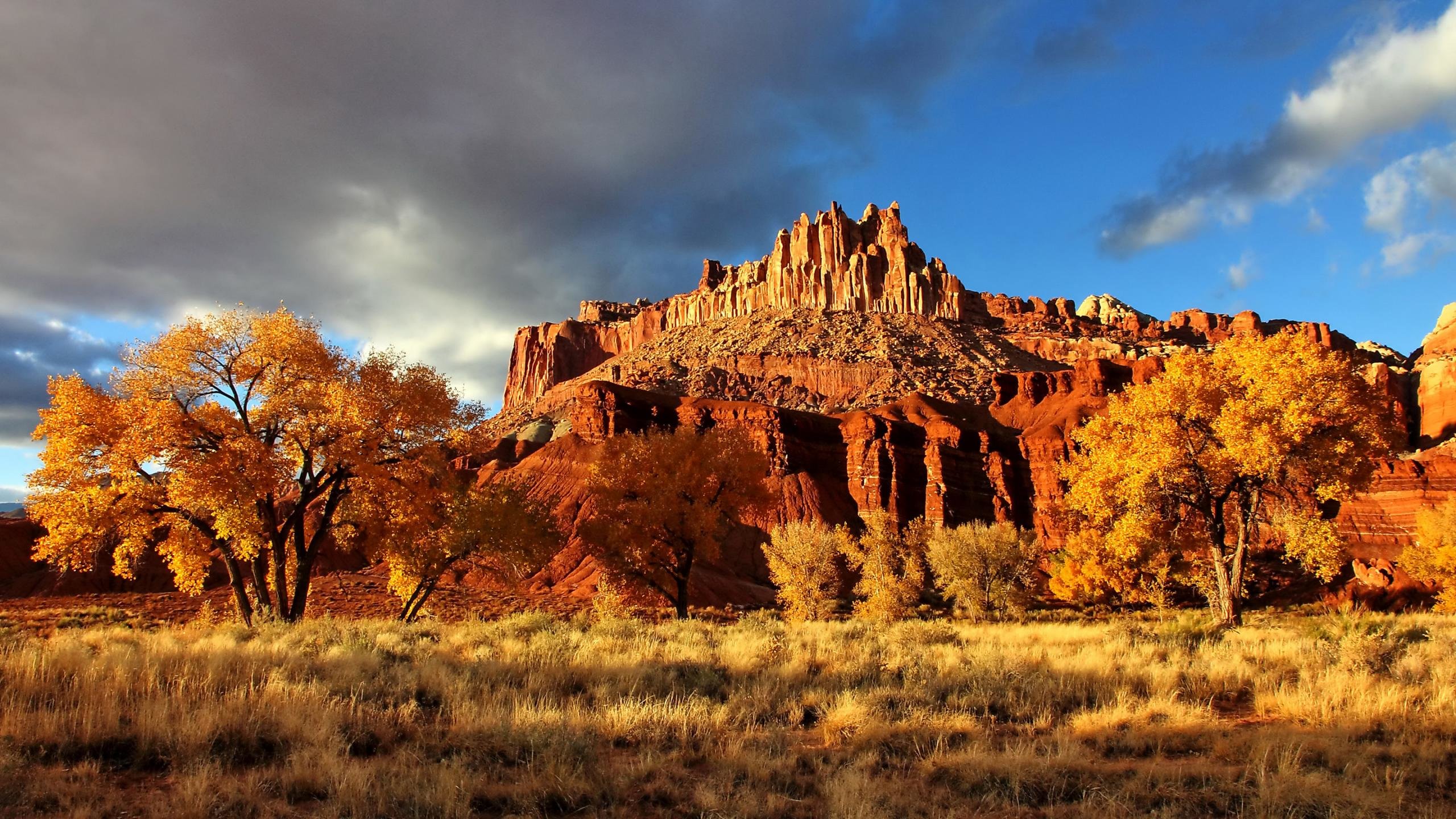 Brown Rock Formation Under Cloudy Sky During Daytime. Wallpaper in 2560x1440 Resolution