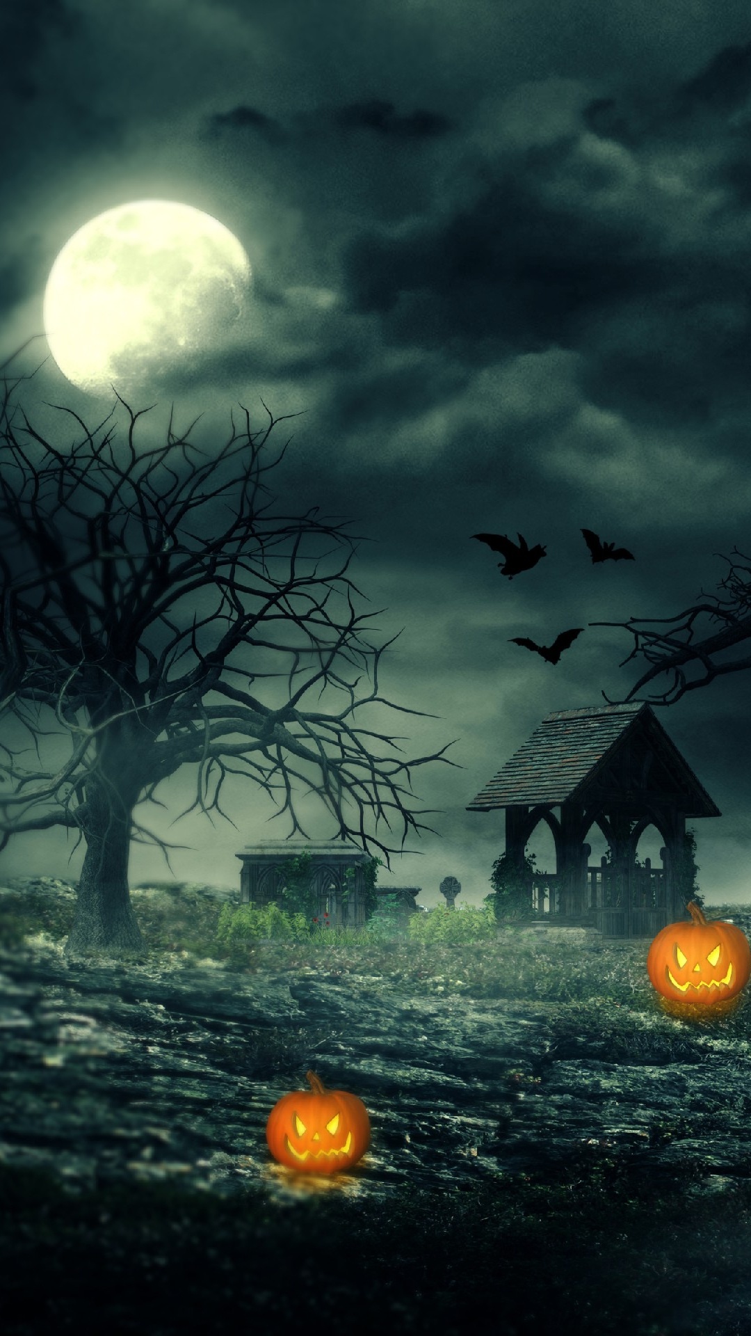 Halloween Haunted House, Haunted House, Haunted Attraction, Nature, Moonlight. Wallpaper in 1080x1920 Resolution