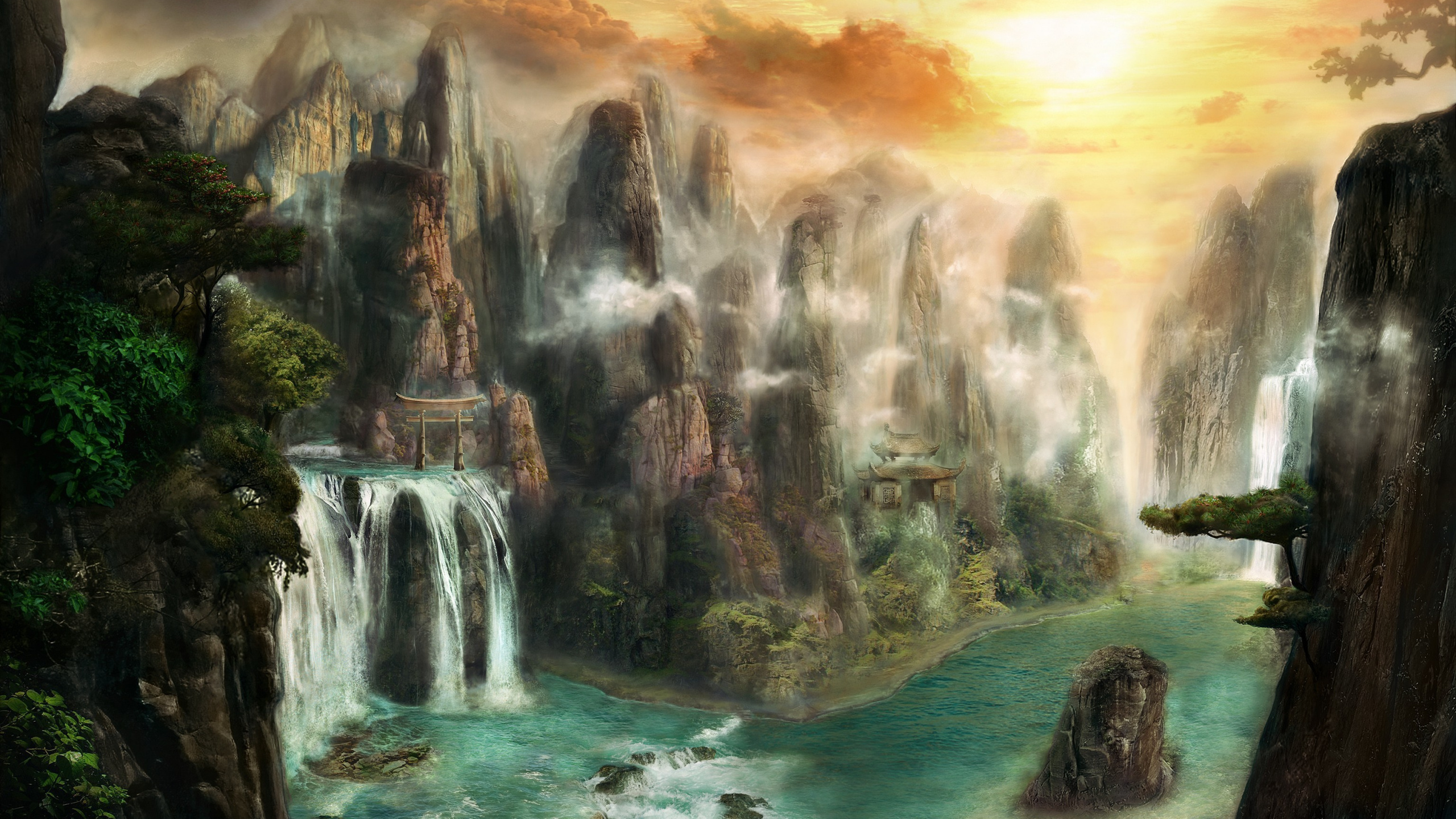 幻想世界, 幻想, 性质, 水资源, 水道 壁纸 2560x1440 允许