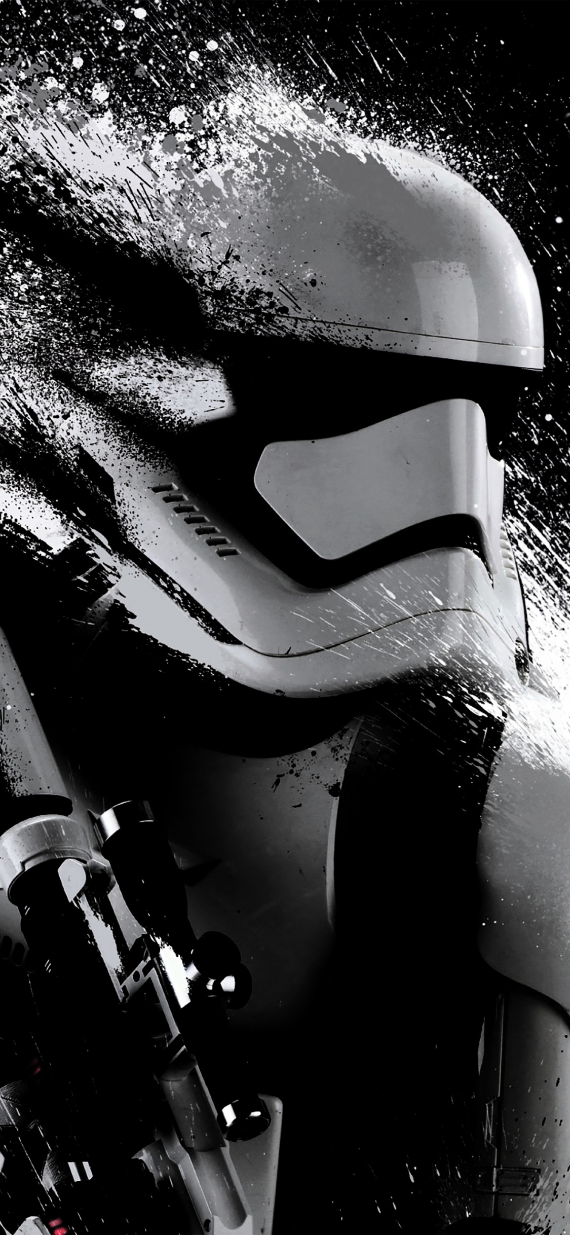 Star Wars, Stormtrooper, Noir et Blanc, Liquid, Monochrome. Wallpaper in 1125x2436 Resolution