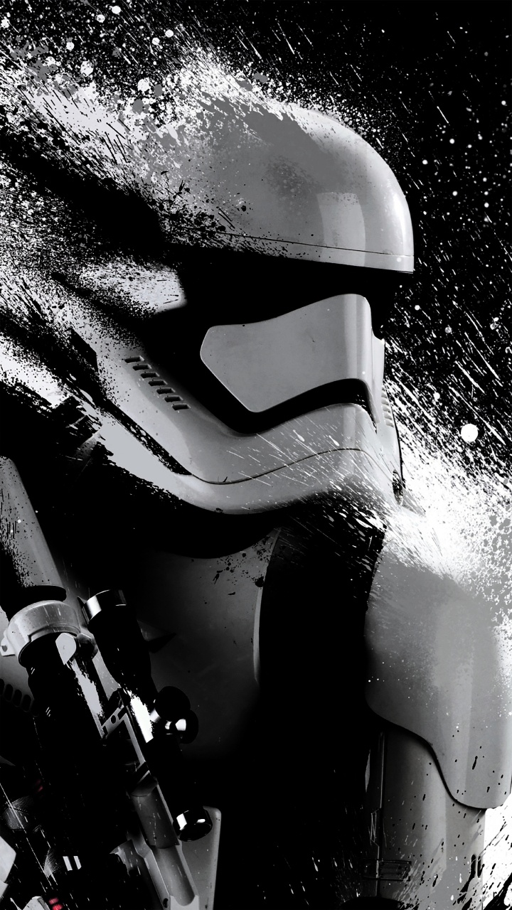 Star Wars, Stormtrooper, Noir et Blanc, Liquid, Monochrome. Wallpaper in 720x1280 Resolution