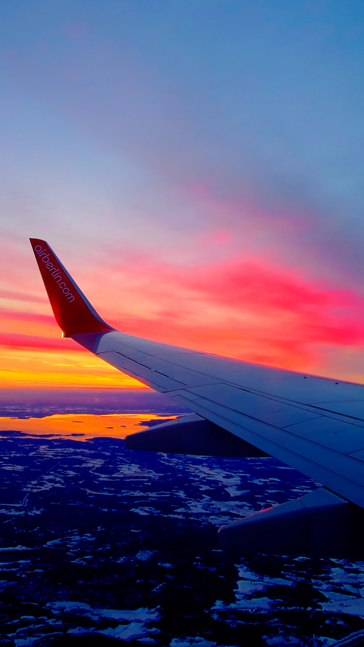 White Airplane Wing During Sunset. Wallpaper in 750x1334 Resolution