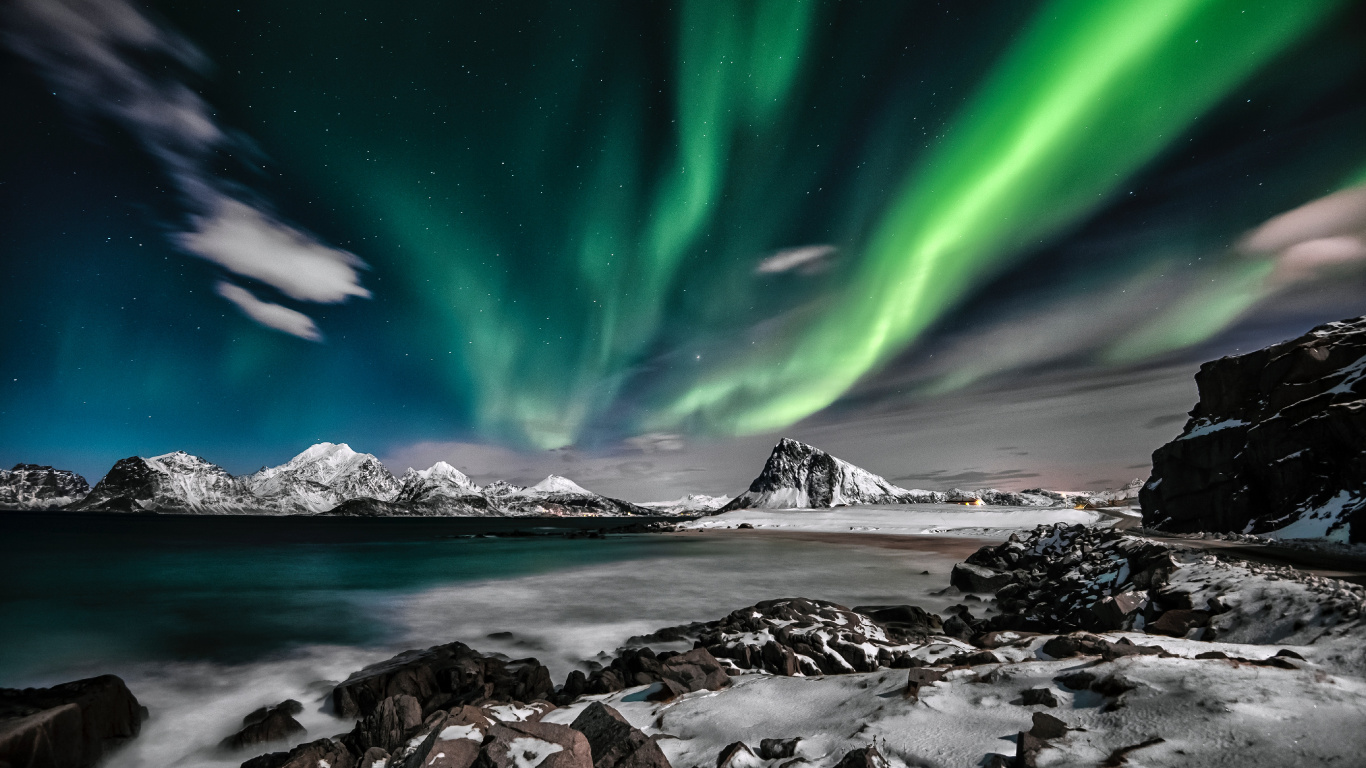 Aurora, Earth, Nature, Natural Landscape, Atmosphere. Wallpaper in 1366x768 Resolution