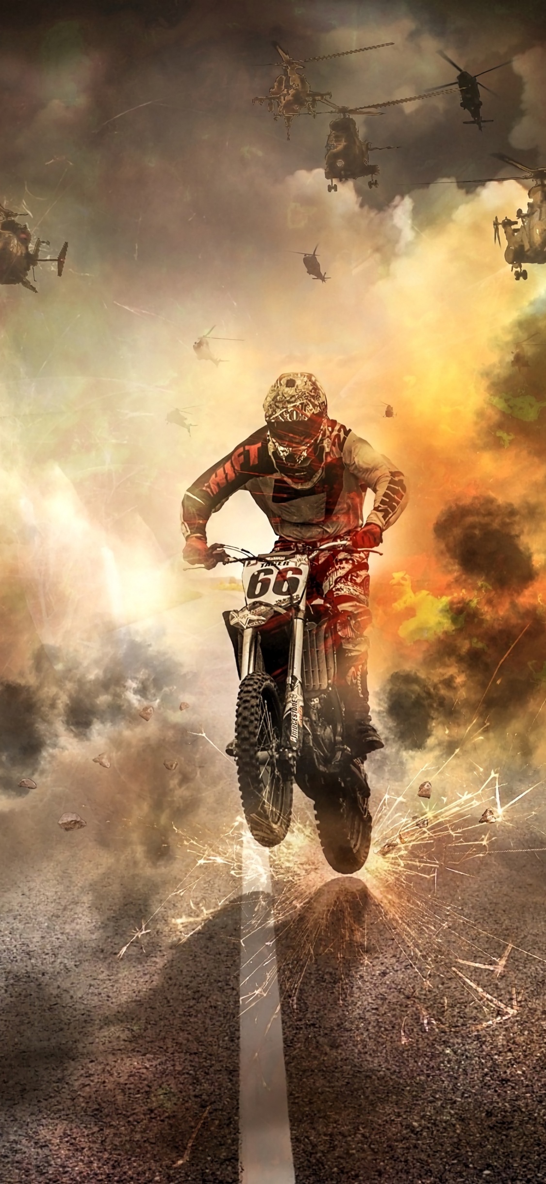 Homme en Veste Rouge et Noire et Pantalon Noir à Vélo. Wallpaper in 1125x2436 Resolution