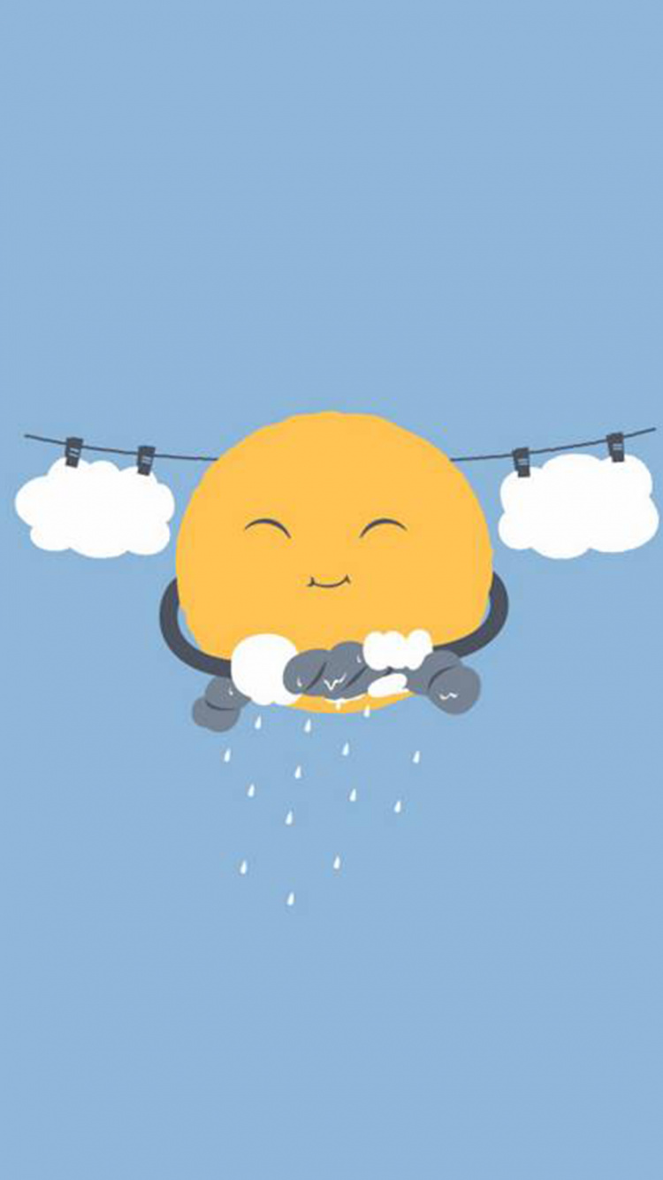 Mignon Jour de Pluie Animé, Illustration, Humour, Dessin, Cartoon. Wallpaper in 750x1334 Resolution