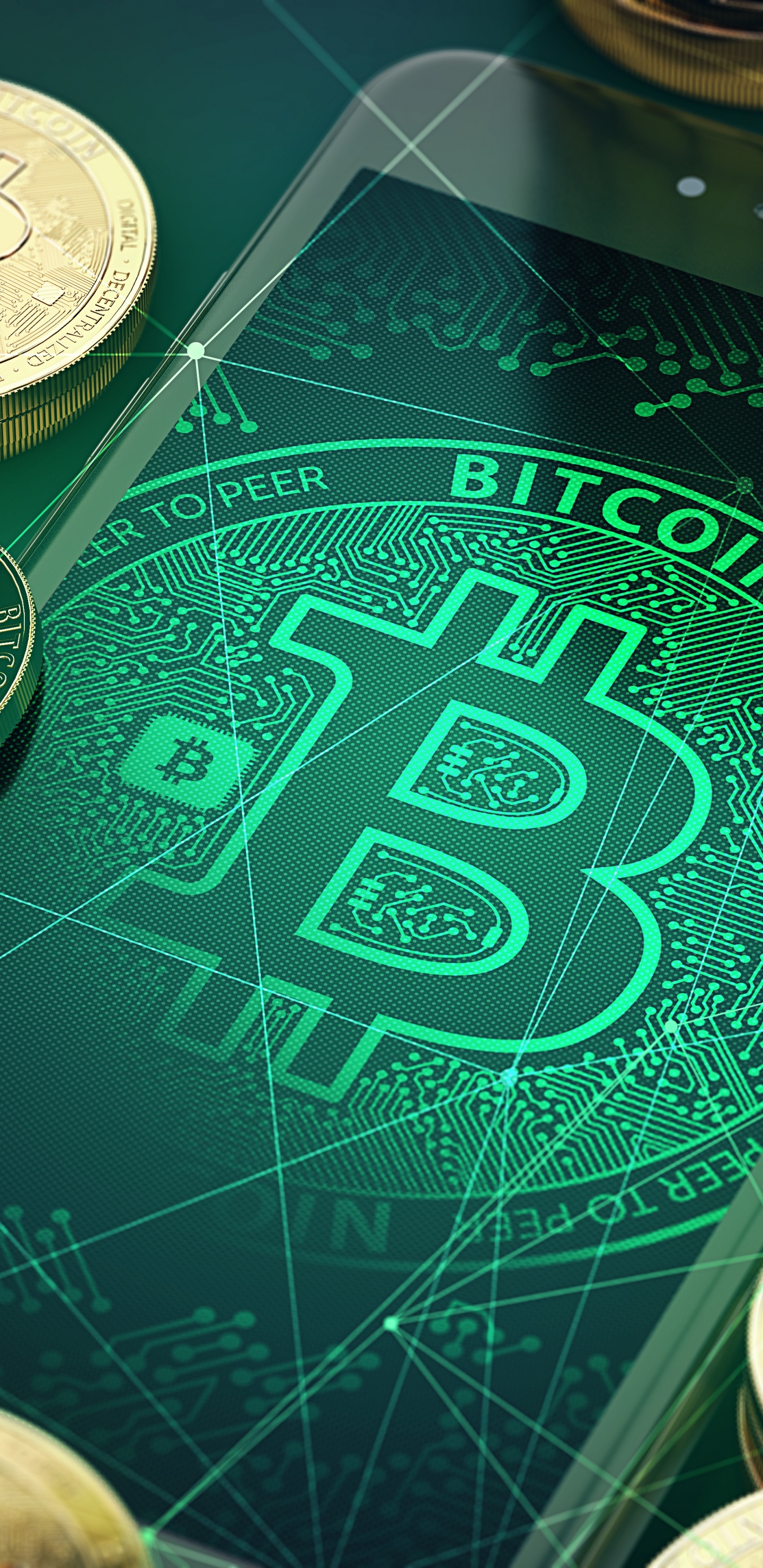 Monedas Redondas Verdes y Plateadas. Wallpaper in 1440x2960 Resolution