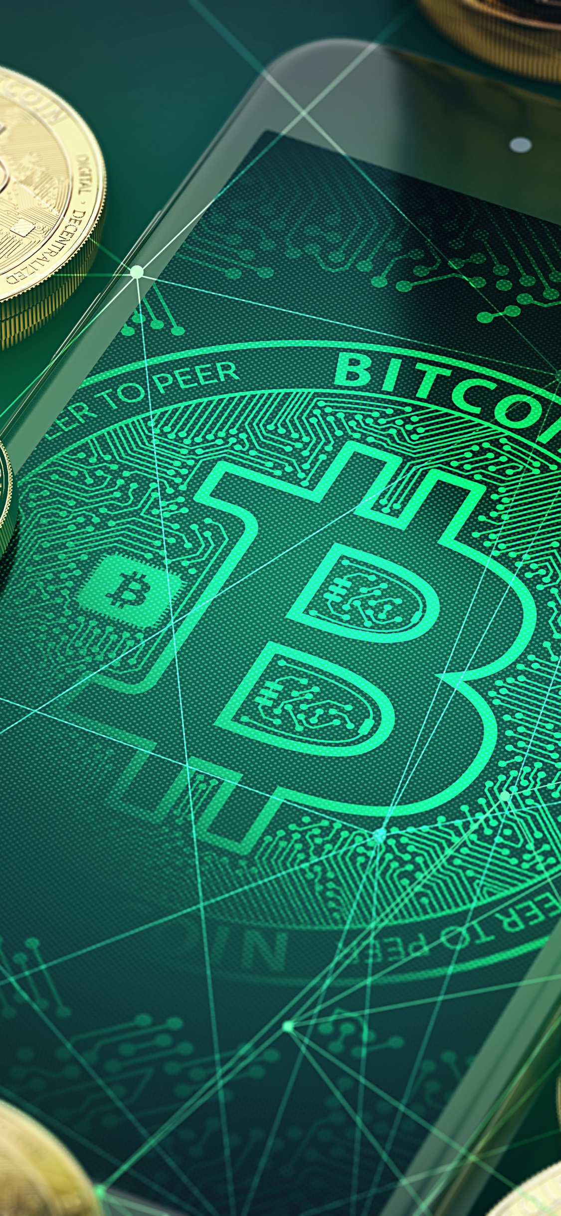 Pièces Rondes Vertes et Argentées. Wallpaper in 1125x2436 Resolution