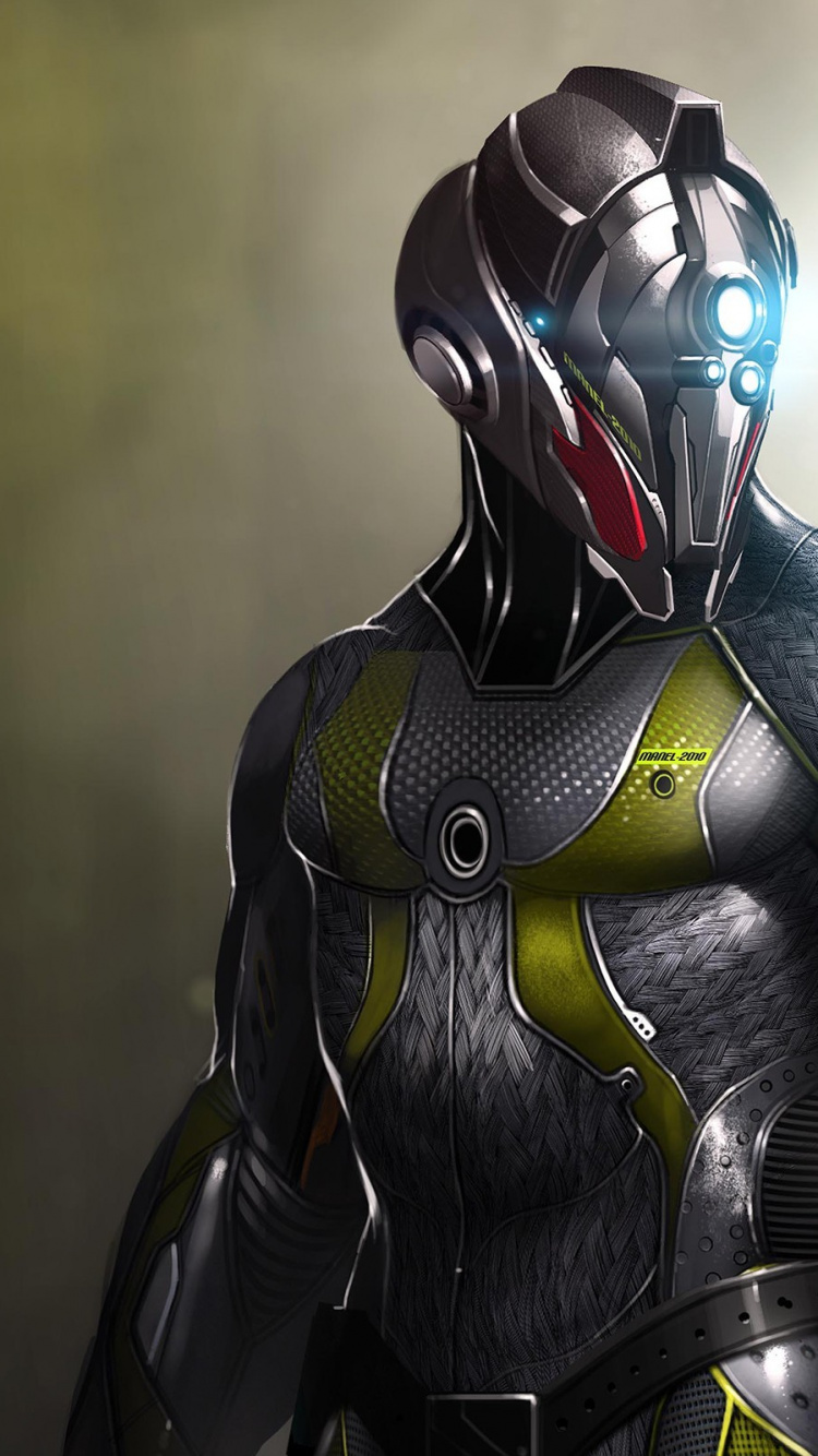 Ilustración de Robot Azul y Negro. Wallpaper in 750x1334 Resolution