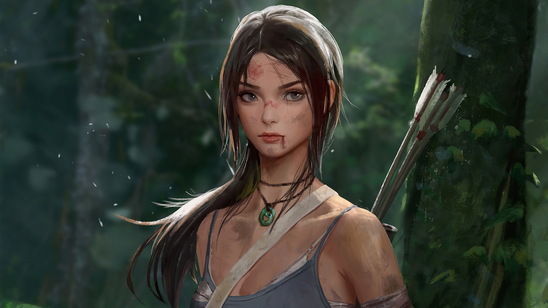 Lara Croft, Tomb Raider, Art, Drawing, Elf. Wallpaper in 1920x1080 Resolution
