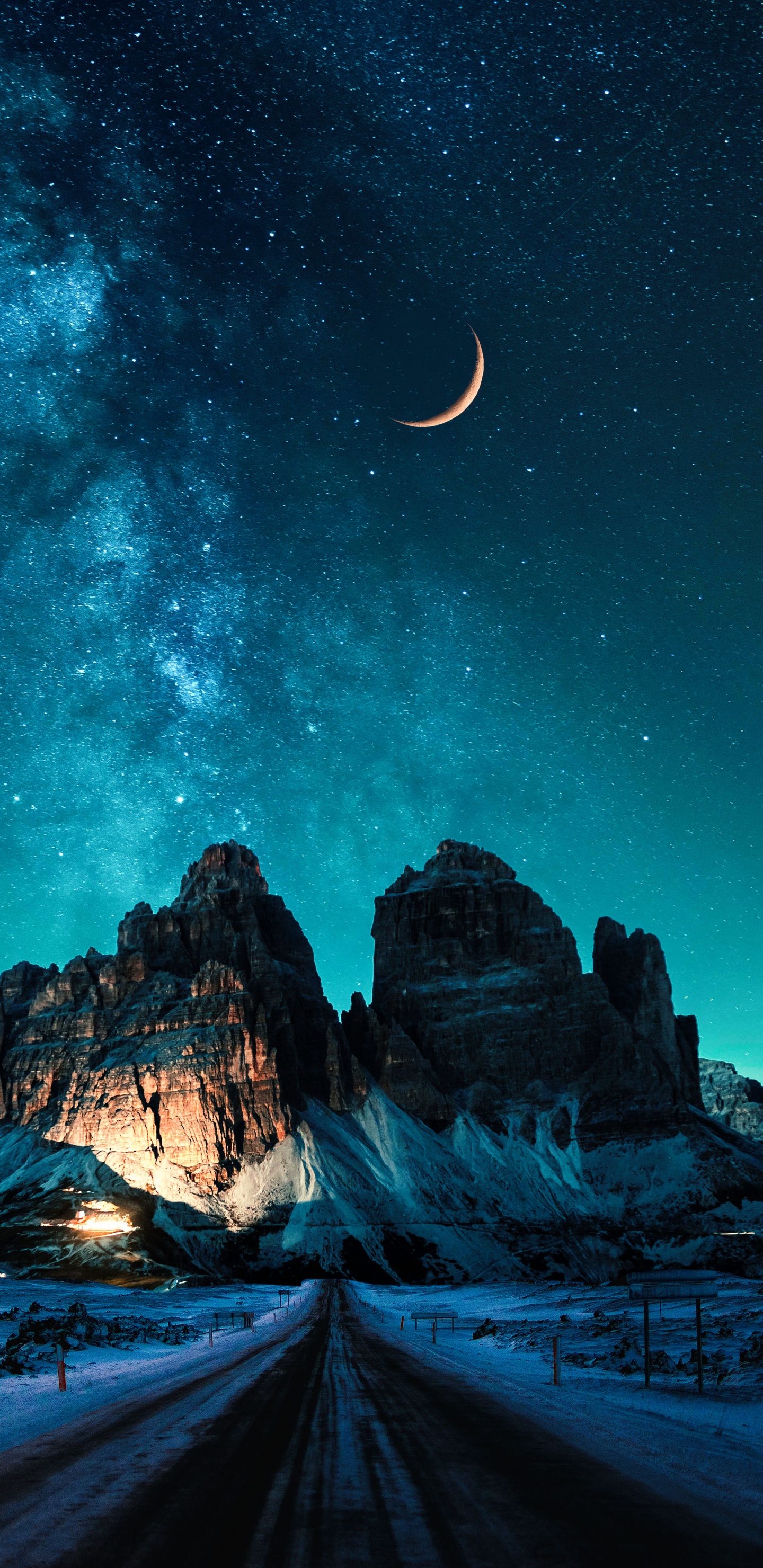 Ambiente, Montaña, Luna, Paisaje Natural, Naturaleza. Wallpaper in 1440x2960 Resolution