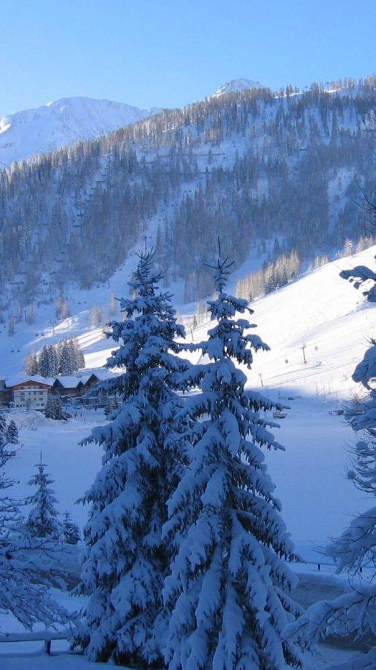 Montaña Cubierta de Nieve Durante el Día. Wallpaper in 750x1334 Resolution