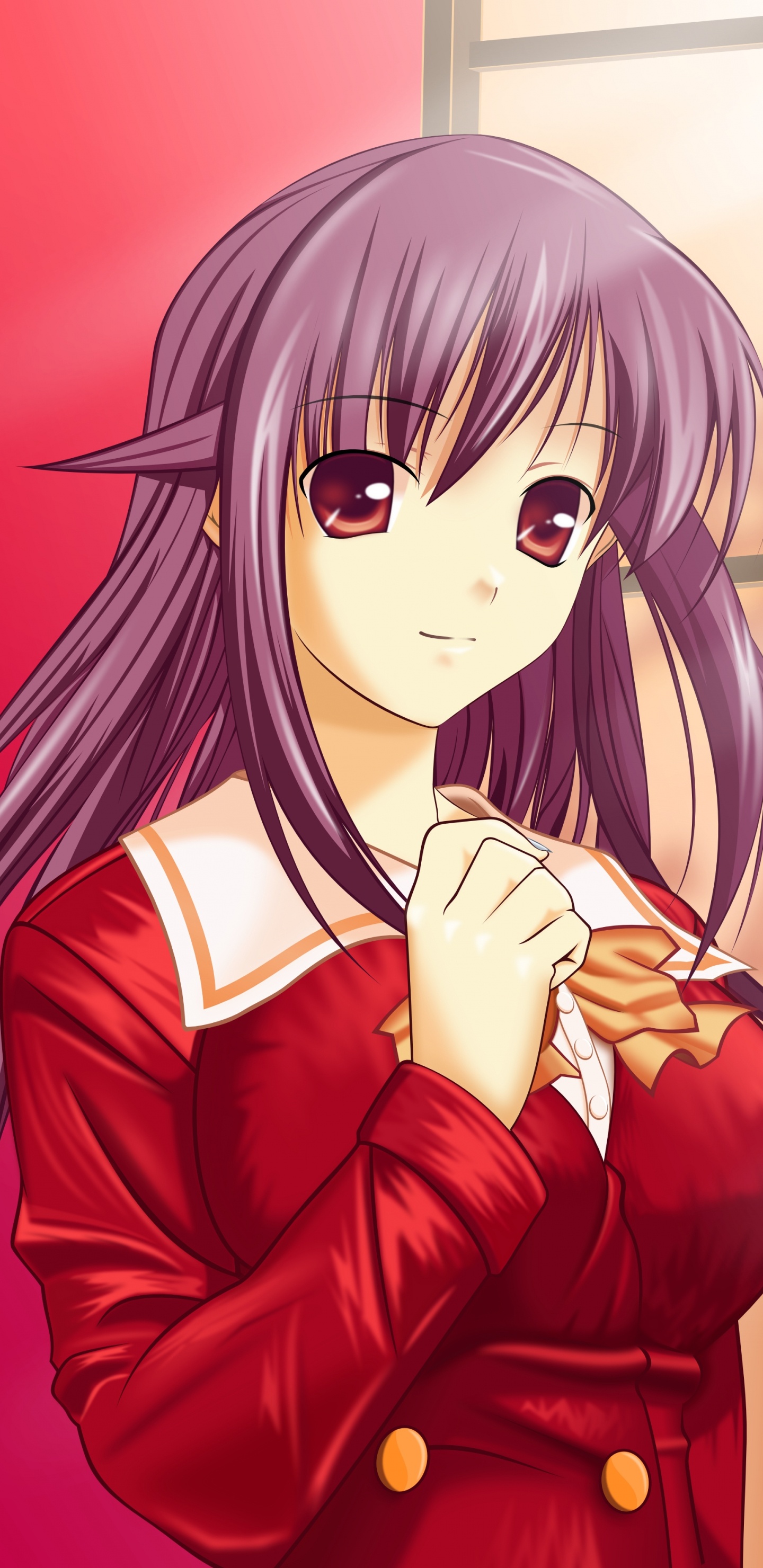 Personnage D'anime Femme Aux Cheveux Violets. Wallpaper in 1440x2960 Resolution