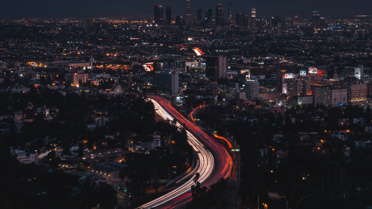 Fotografía de Lapso de Tiempo de la Ciudad Durante la Noche.. Wallpaper in 1280x720 Resolution