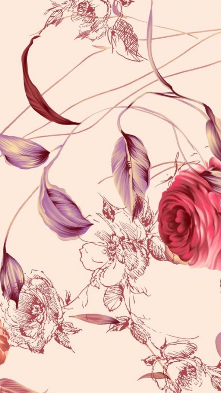 Pink and Brown Flower Illustration. Wallpaper in 720x1280 Resolution