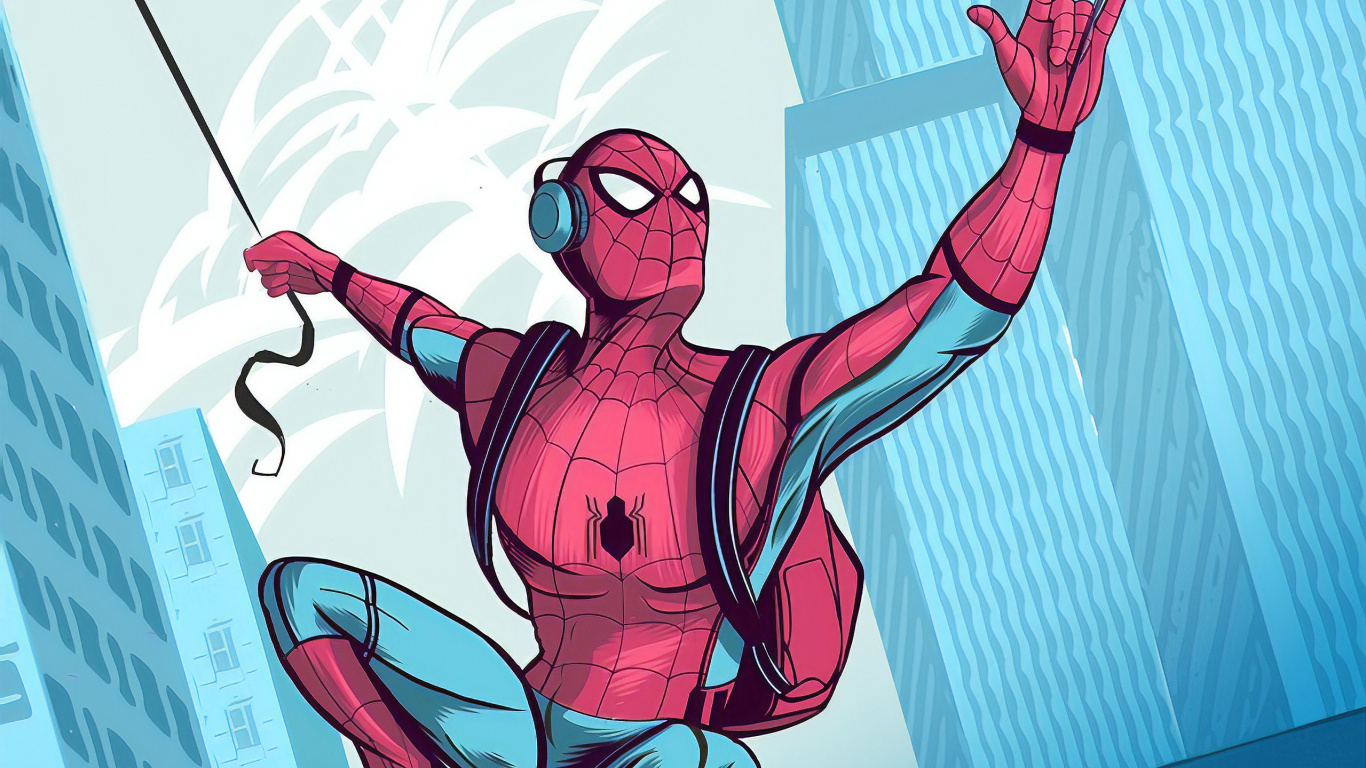 Red and Blue Spider Man Illustration. Wallpaper in 1366x768 Resolution