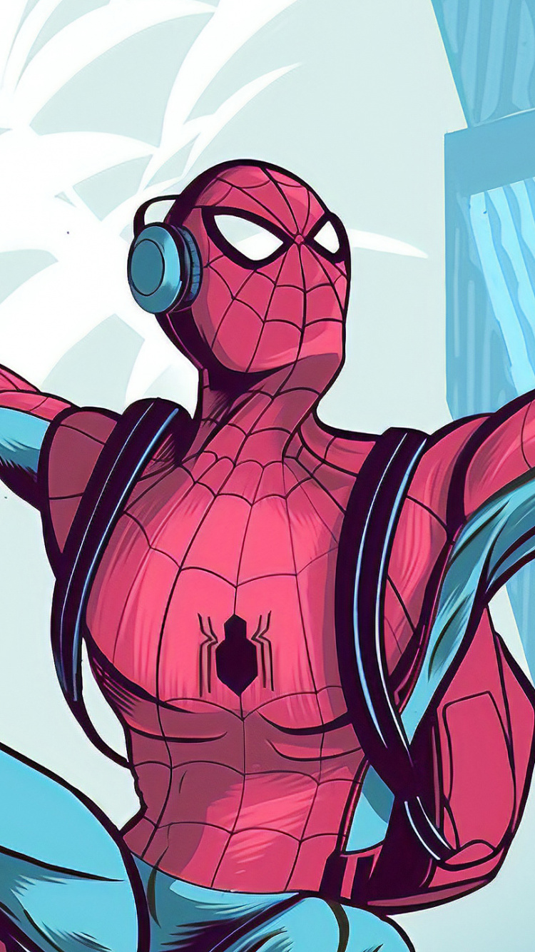 Red and Blue Spider Man Illustration. Wallpaper in 750x1334 Resolution