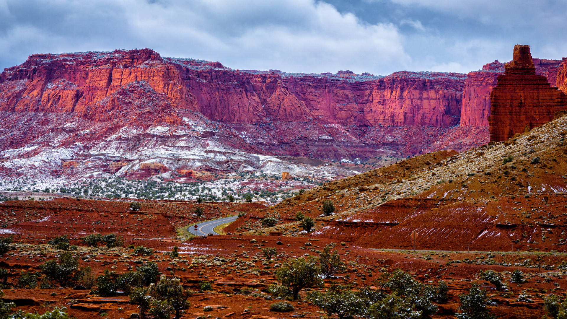 Brown and Gray Mountains Under White Clouds During Daytime. Wallpaper in 1920x1080 Resolution