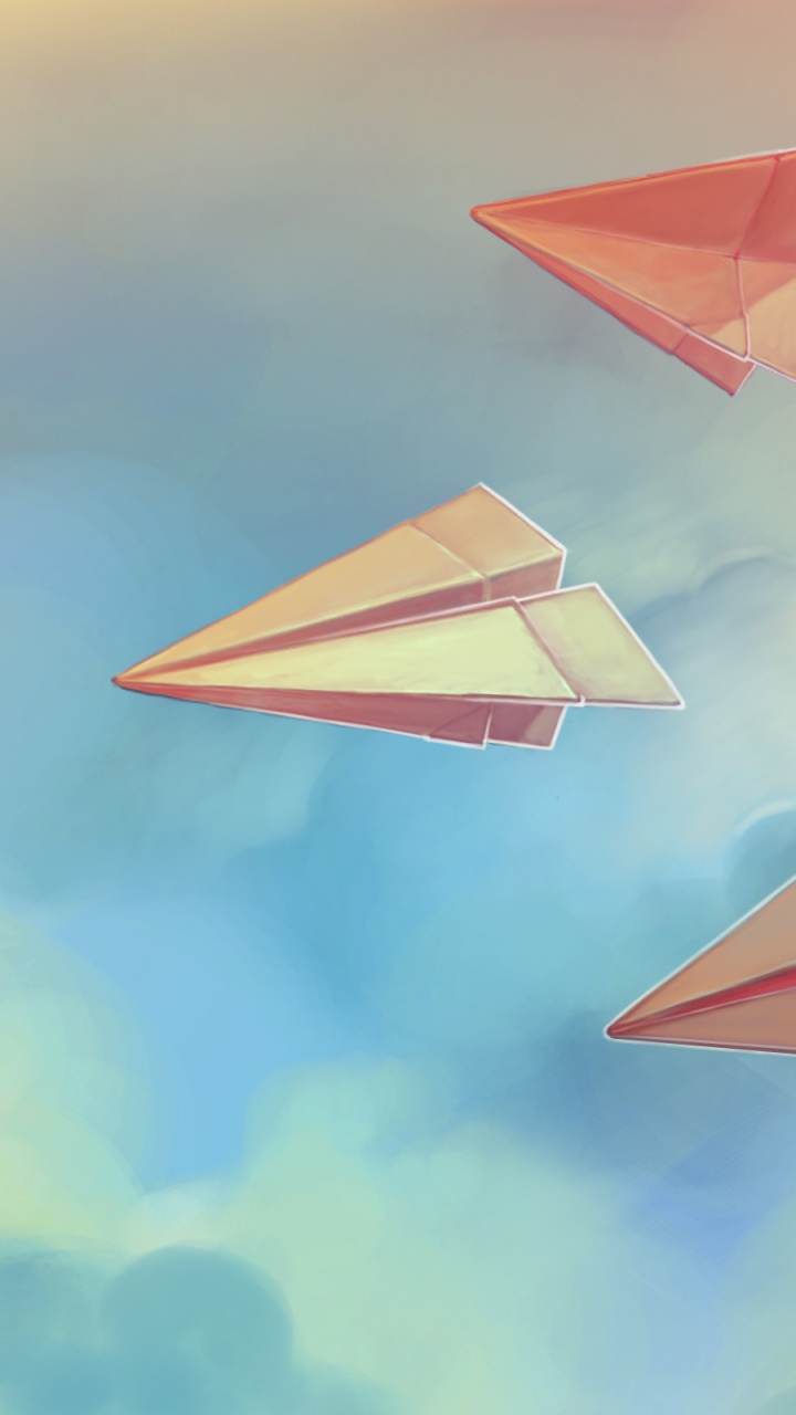 Avión de Papel Naranja y Blanco. Wallpaper in 720x1280 Resolution