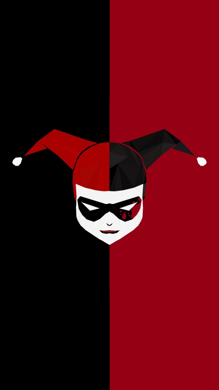 Harley Quinn, Minimalismus, Joker, Supervillain, Illustration. Wallpaper in 720x1280 Resolution