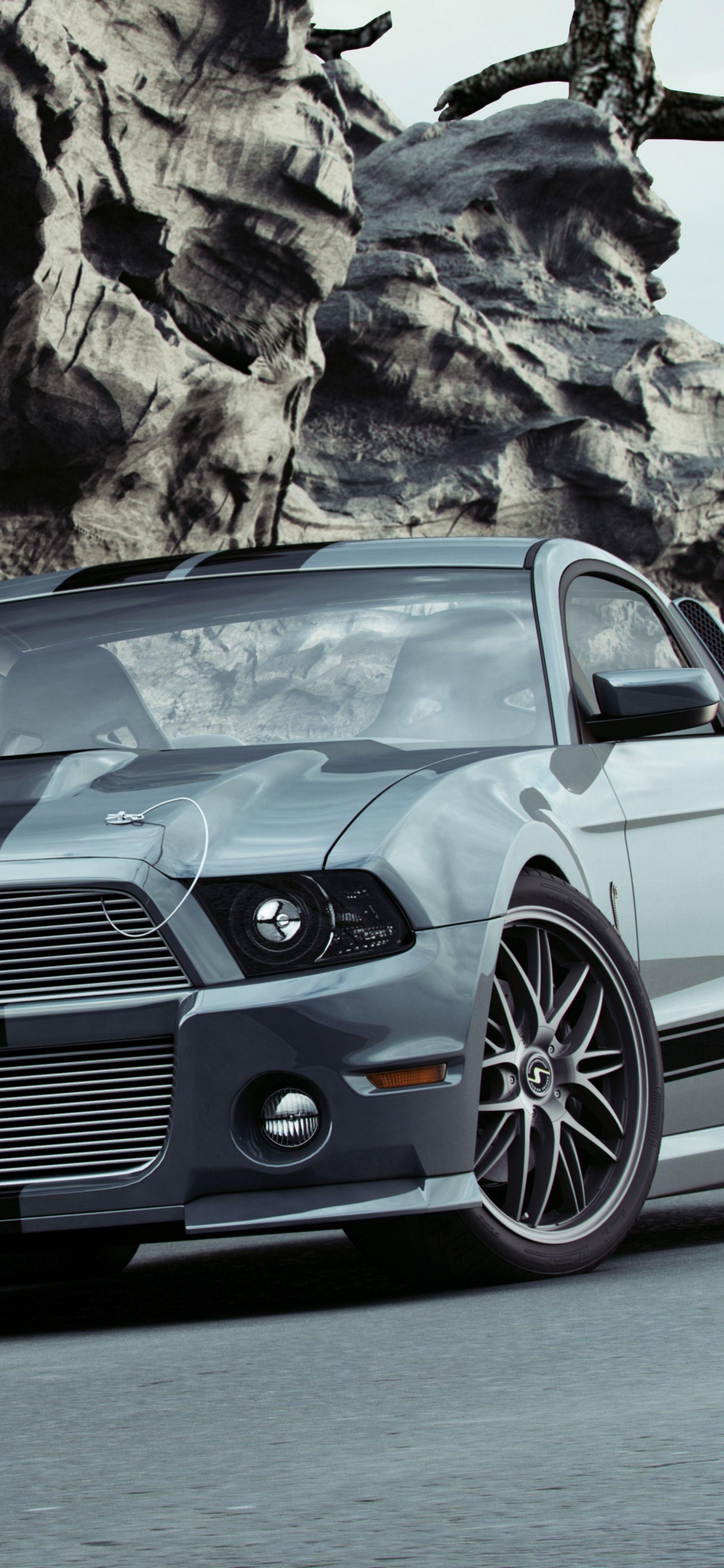 Schwarzes Mercedes Benz Auto Auf Der Straße. Wallpaper in 1242x2688 Resolution