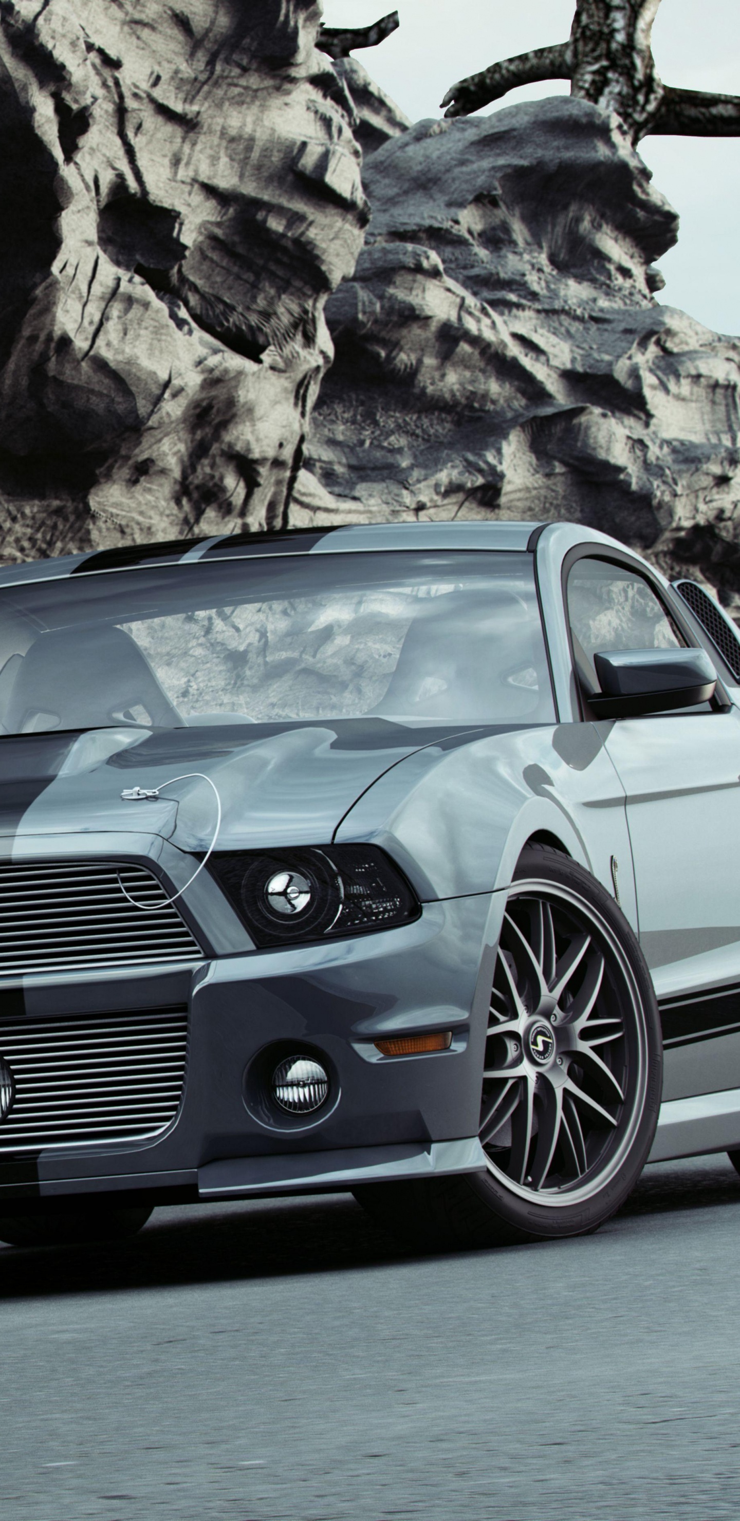 Voiture Mercedes Benz Noire Sur Route. Wallpaper in 1440x2960 Resolution