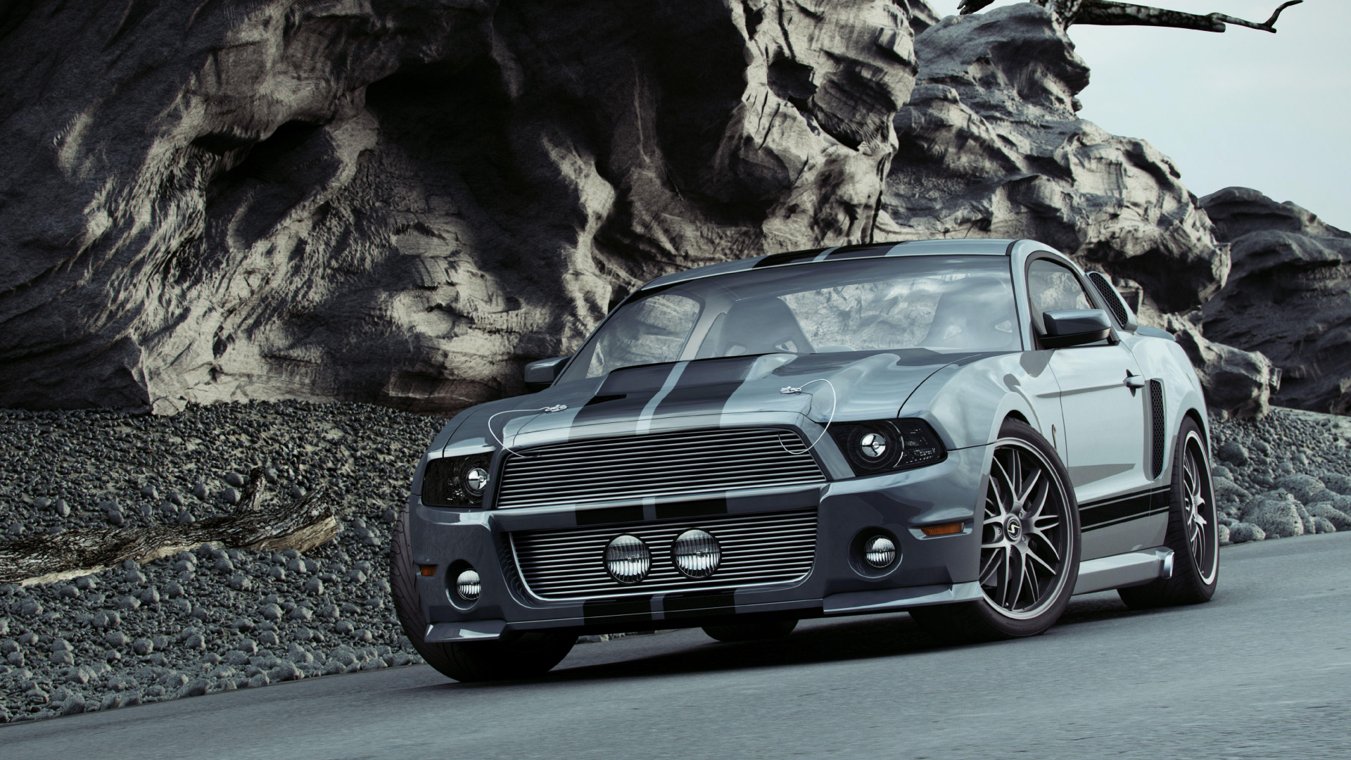 Voiture Mercedes Benz Noire Sur Route. Wallpaper in 1920x1080 Resolution