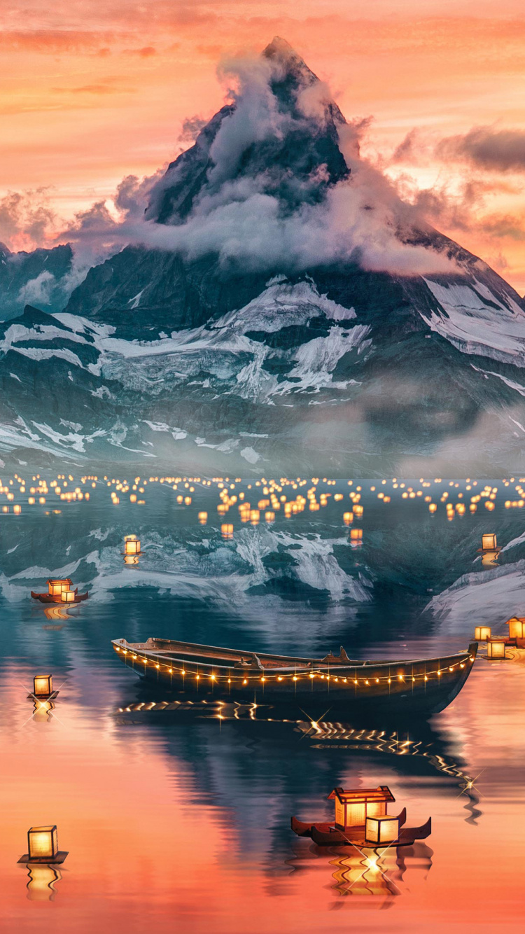 Snow Covered Mountain During Sunset. Wallpaper in 750x1334 Resolution