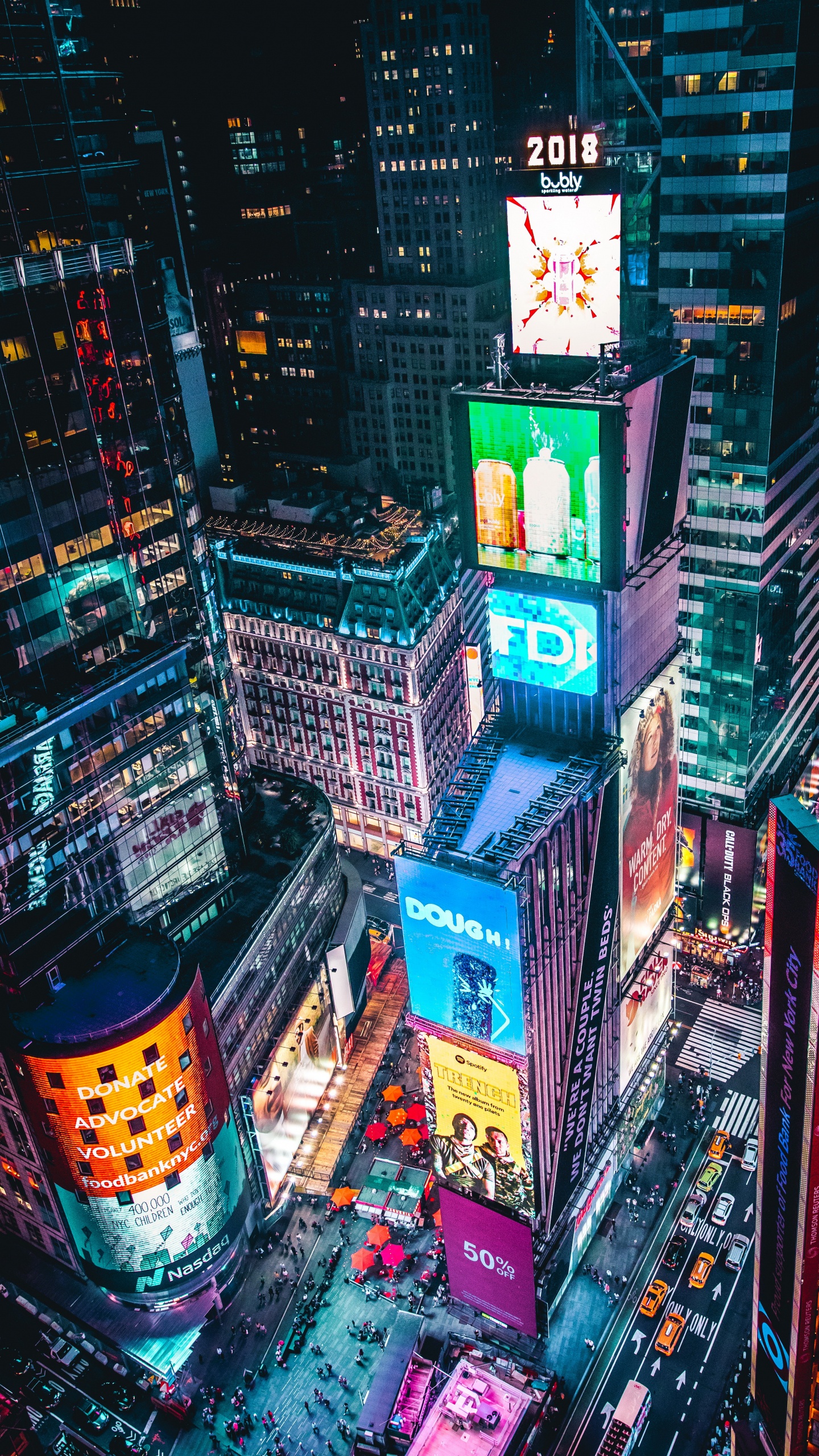 Times Square, Nacht, Gebäude, Wolkenkratzer, Stadtlandschaften. Wallpaper in 1440x2560 Resolution