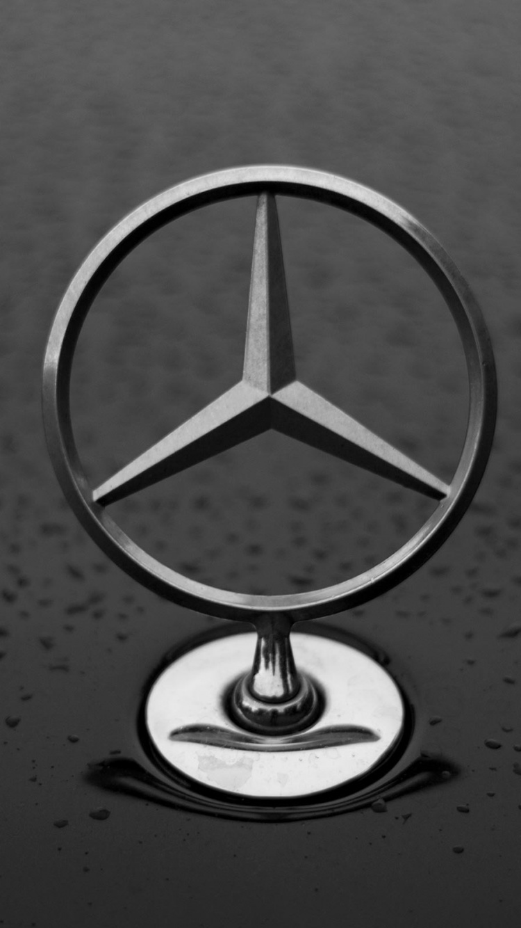 Support Rond Argenté Sur Surface Noire. Wallpaper in 750x1334 Resolution