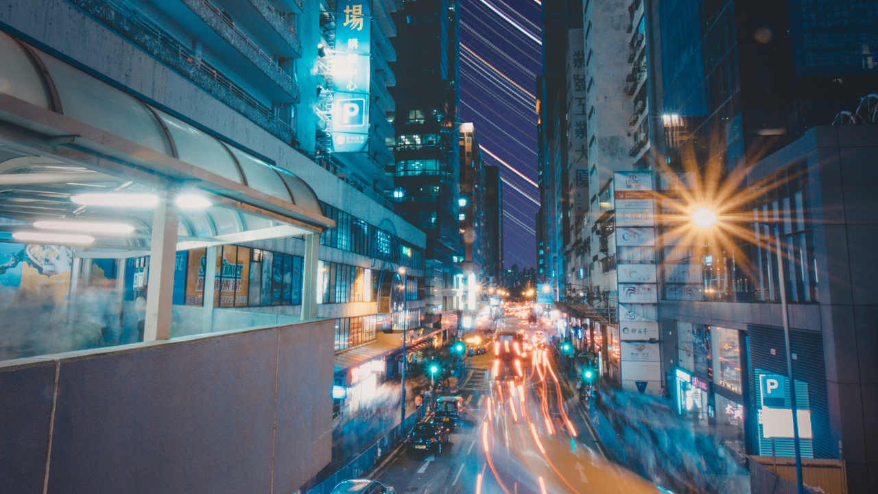 Bâtiment, L'éclairage Automobile, Gratte-ciel, Infrastructure, Électricité. Wallpaper in 1280x720 Resolution